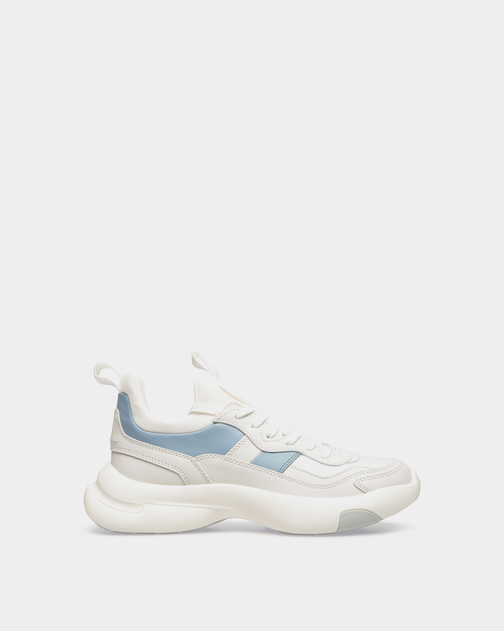 Dune Sneaker in White and Light Blue Leather - Mujer - Bally - 01