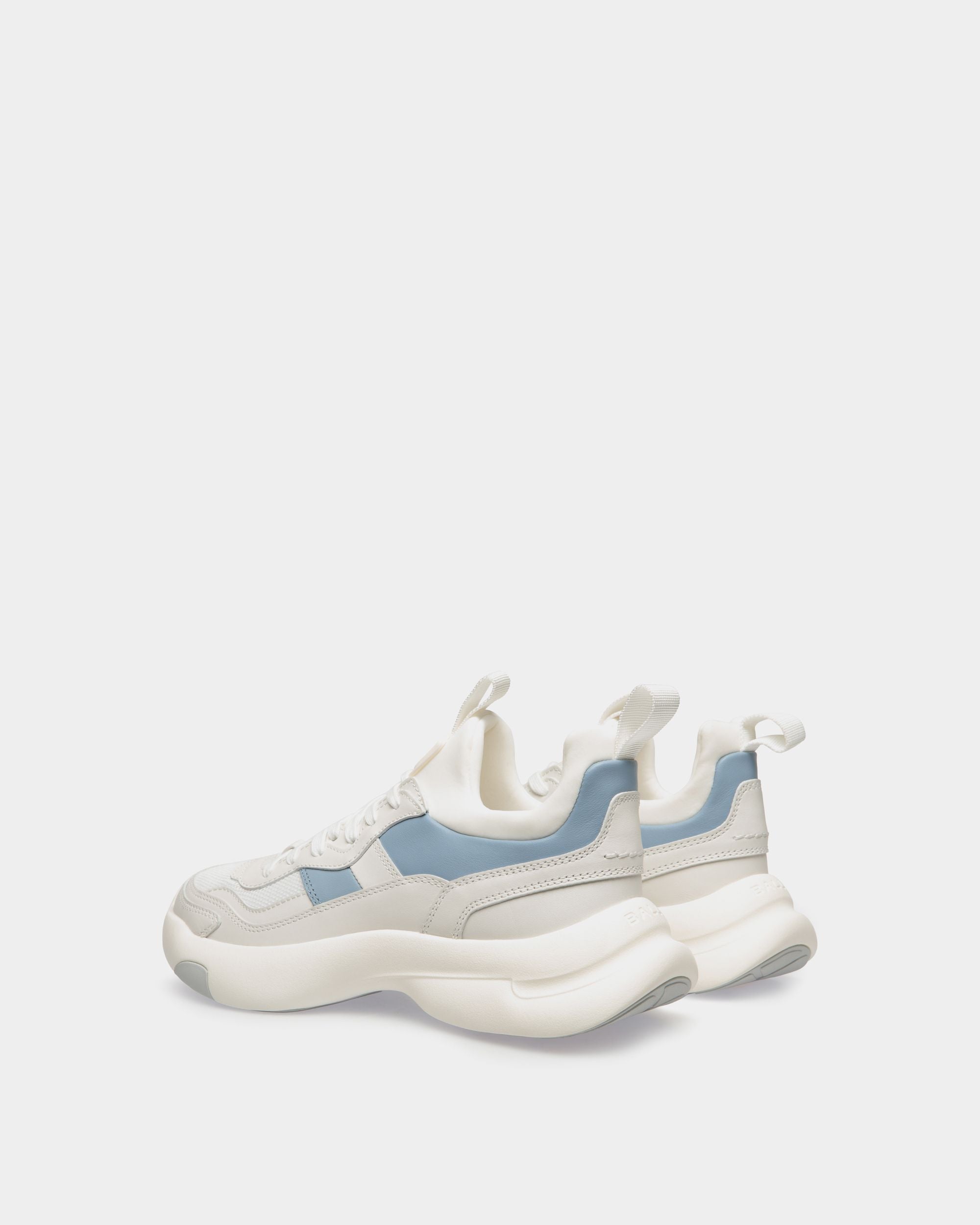 Dune Sneaker in White and Light Blue Leather - Mujer - Bally - 03