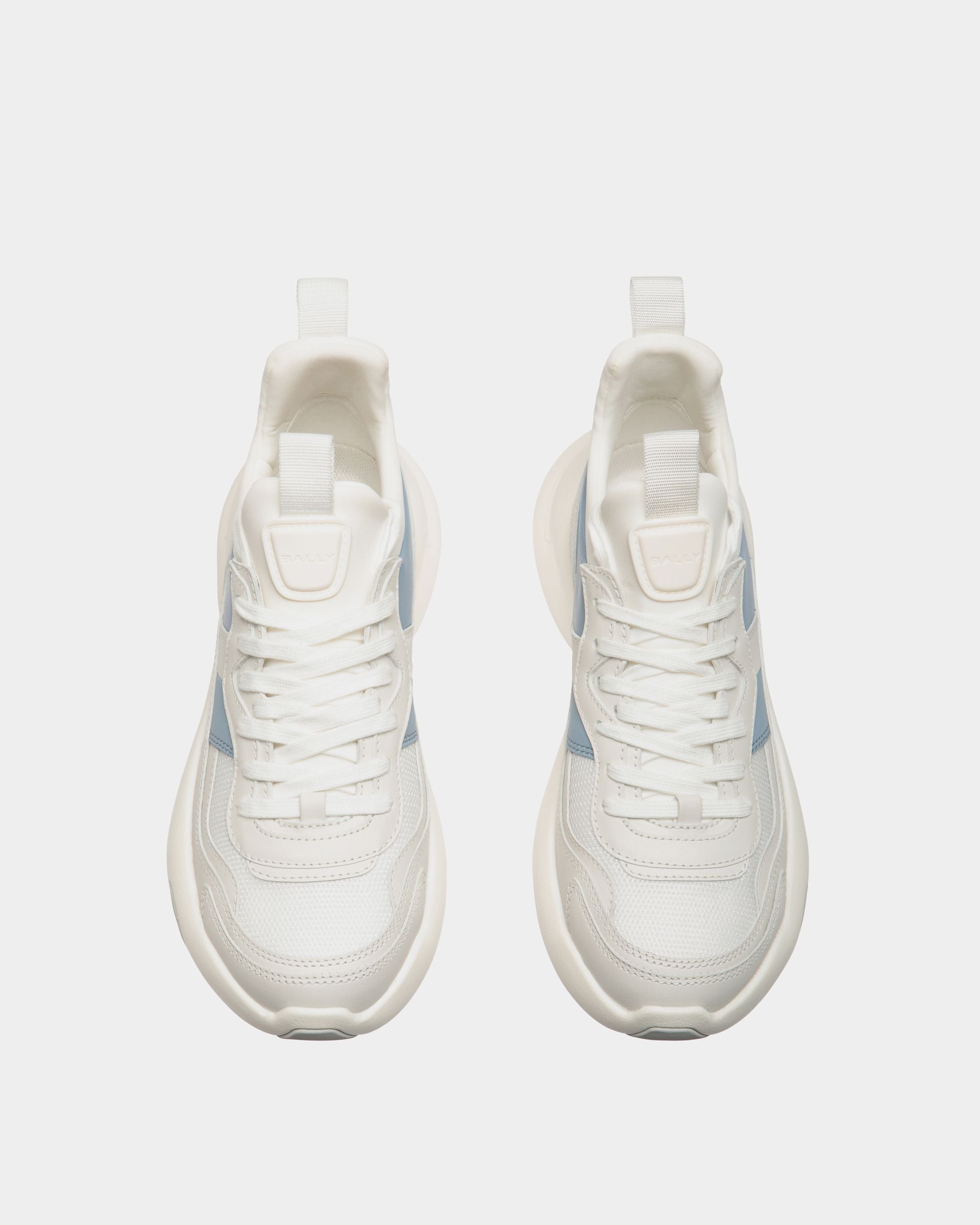 Dune Sneaker in White and Light Blue Leather - Mujer - Bally - 04