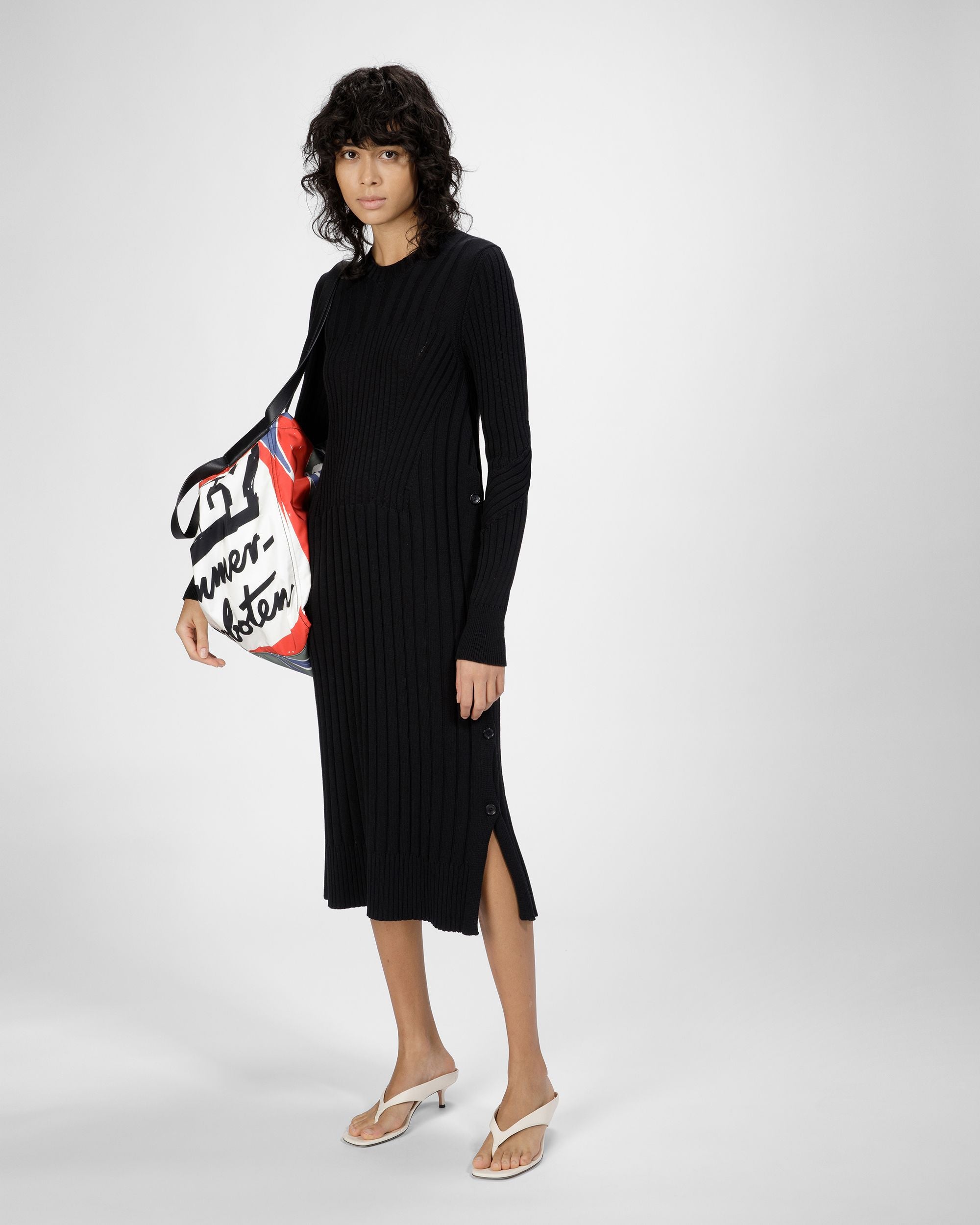 Cotton Silk Mix Dress In Black - Women's - Bally - 04