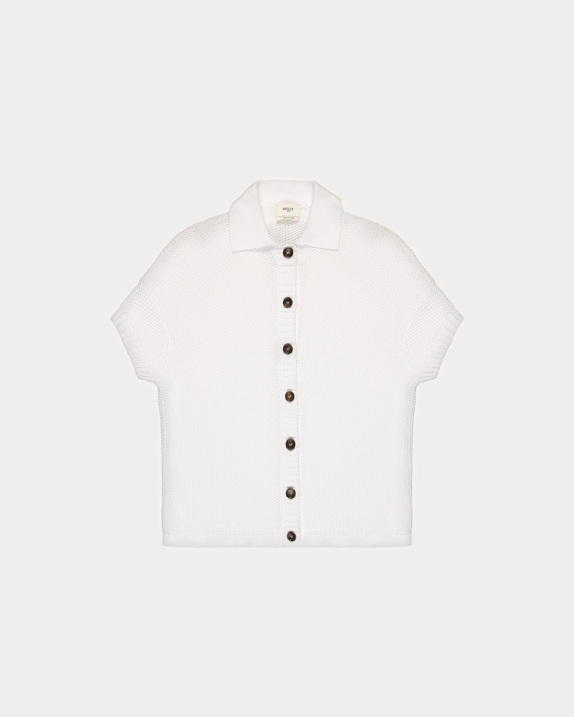 Cotton Knitted Cardigan In Bone - Women's - Bally - 02