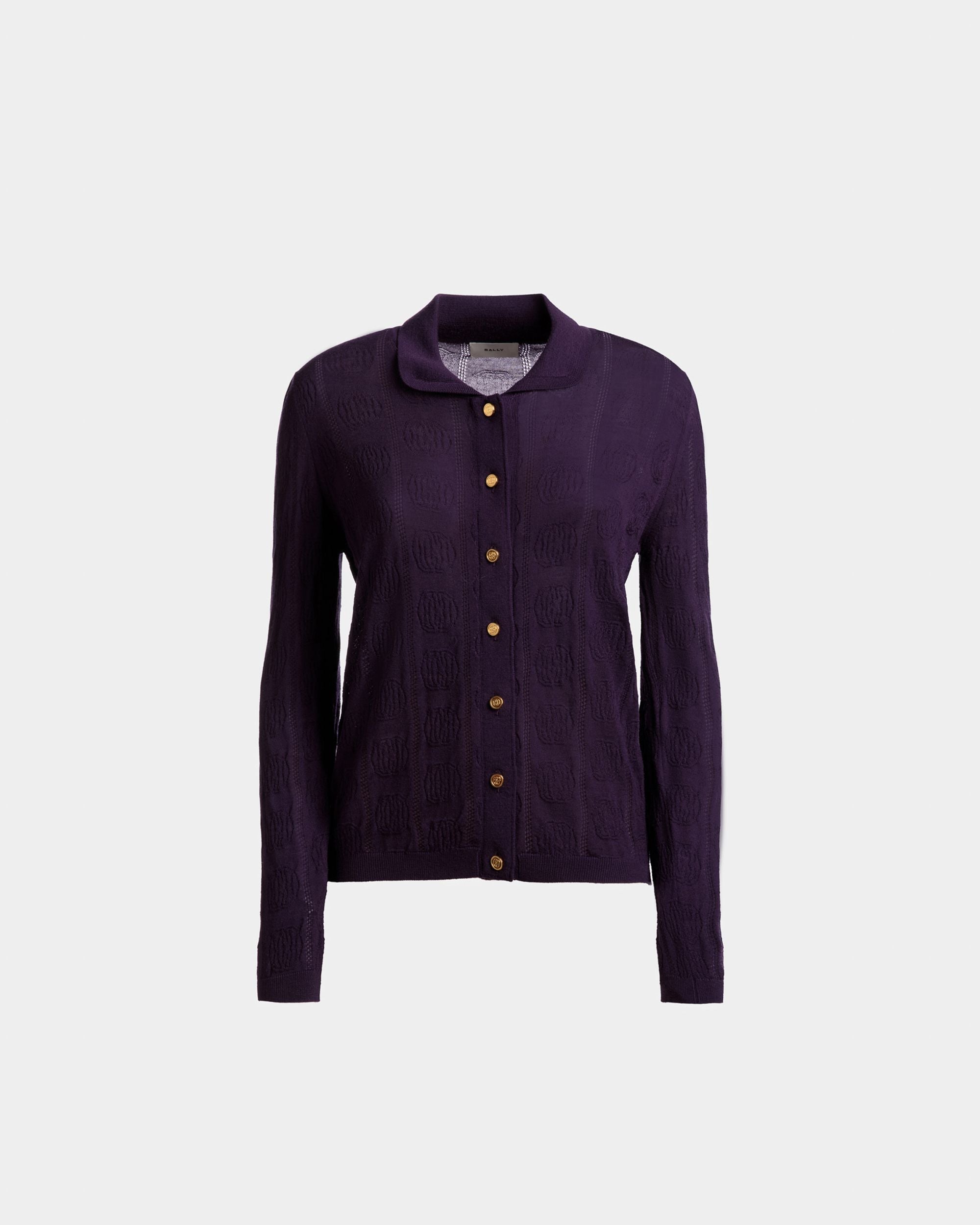 Knit Detail Long Sleeve Polo In Orchid Wool - Women's - Bally - 01