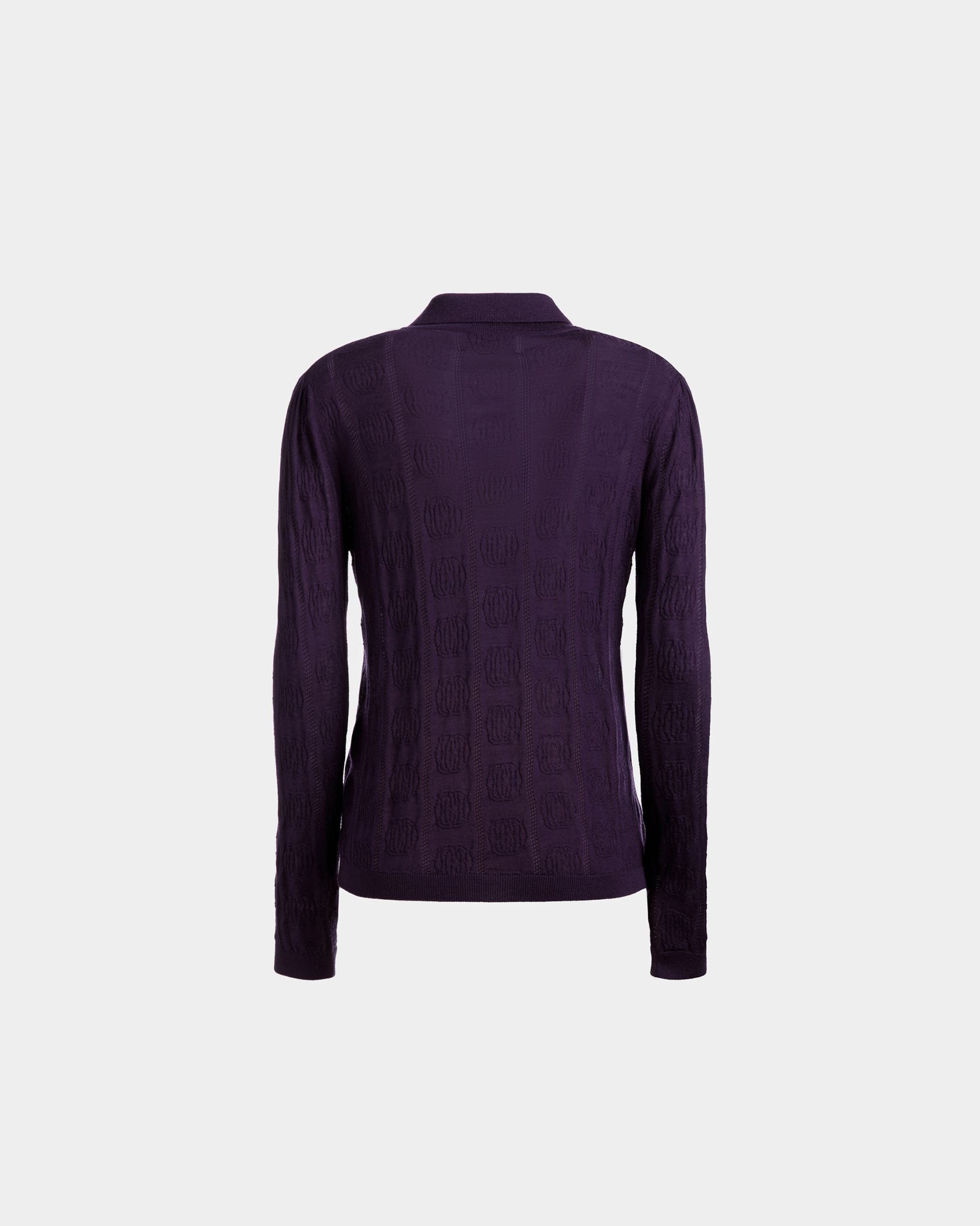 Knit Detail Long Sleeve Polo In Orchid Wool - Women's - Bally - 07