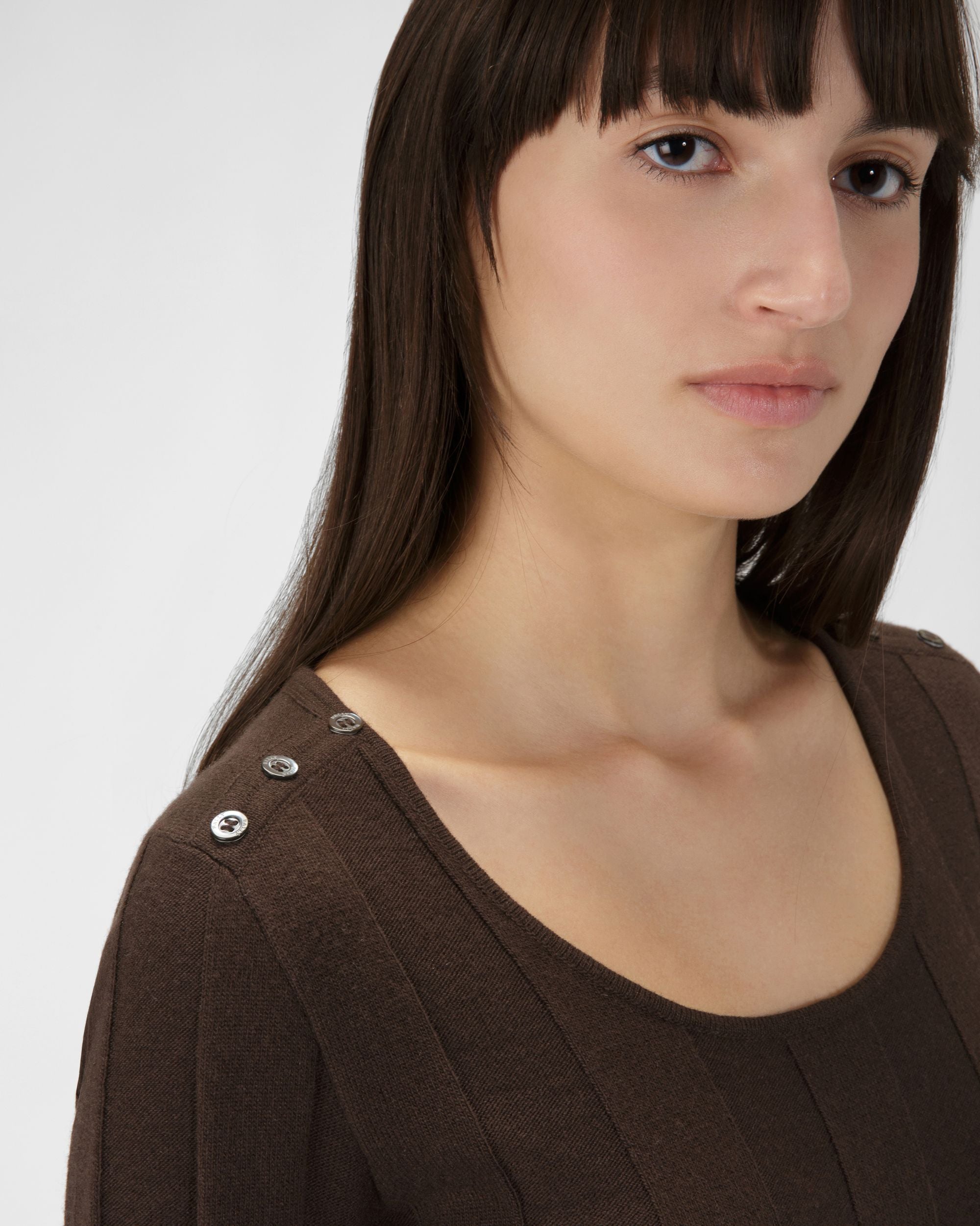 Wool Crewneck In Ebony Brown - Women's - Bally - 02