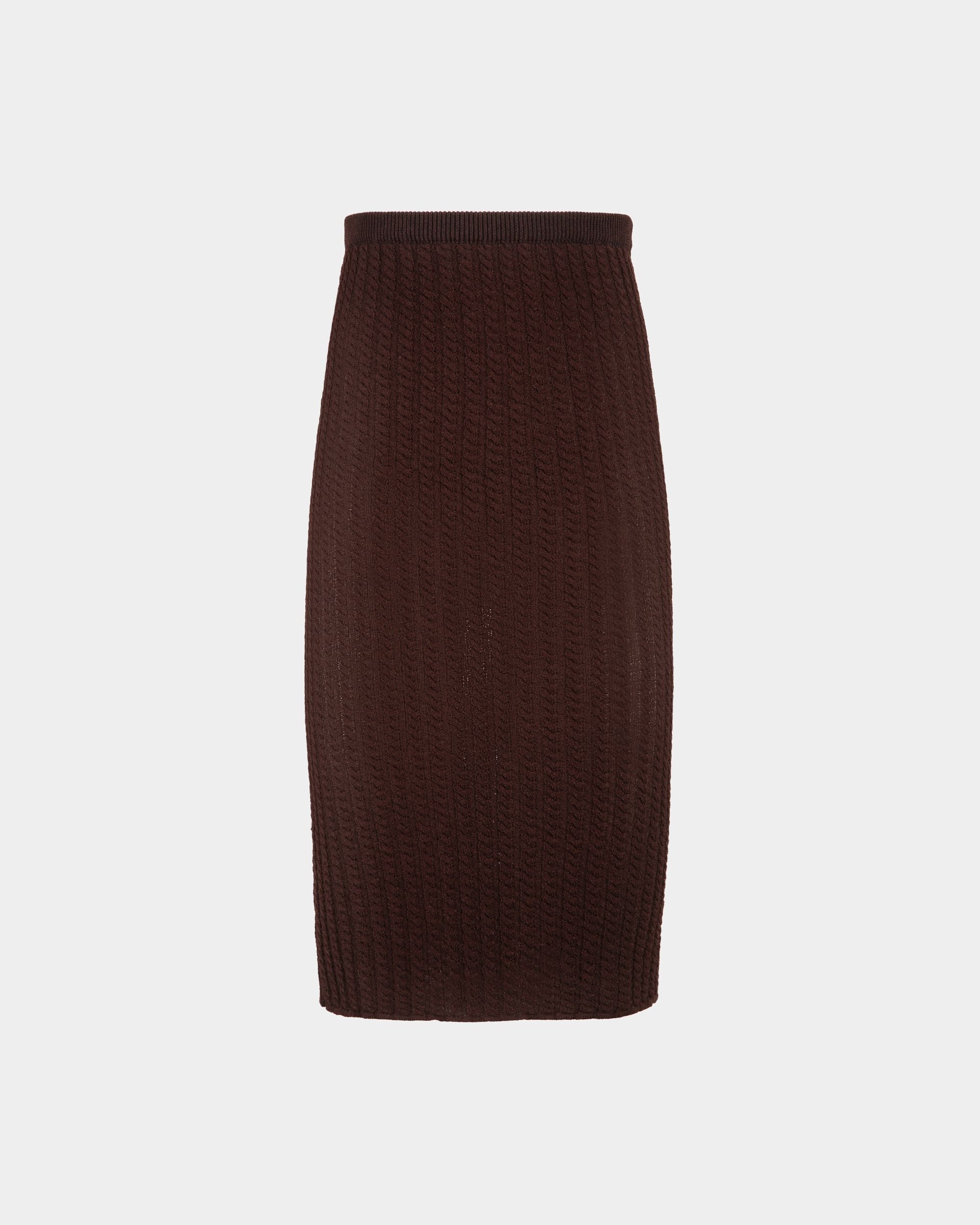 Falda Midi Marrón De Punto De Ochos - Mujer - Bally - 01