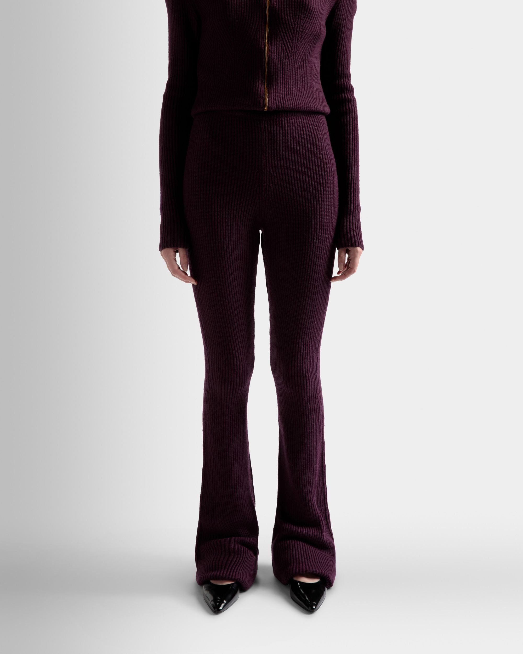 Pantalones Acampanados De Lana Color Orquídea - Mujer - Bally - 03