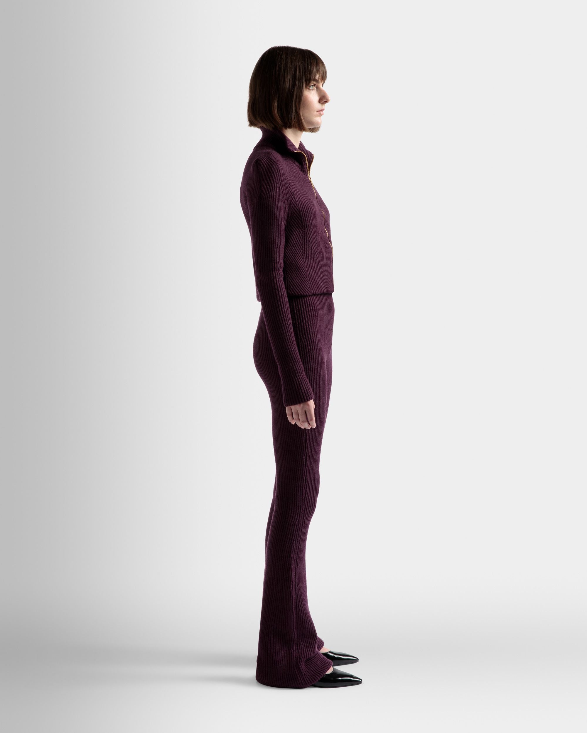 Pantalones Acampanados De Lana Color Orquídea - Mujer - Bally - 05