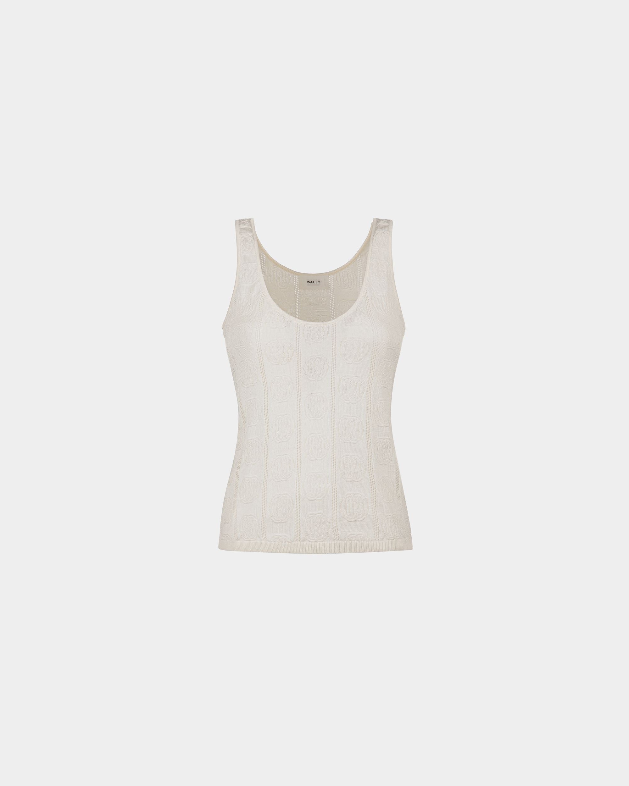 Camiseta De Tirantes De Seda Y Algodón Blanco - Mujer - Bally - 01