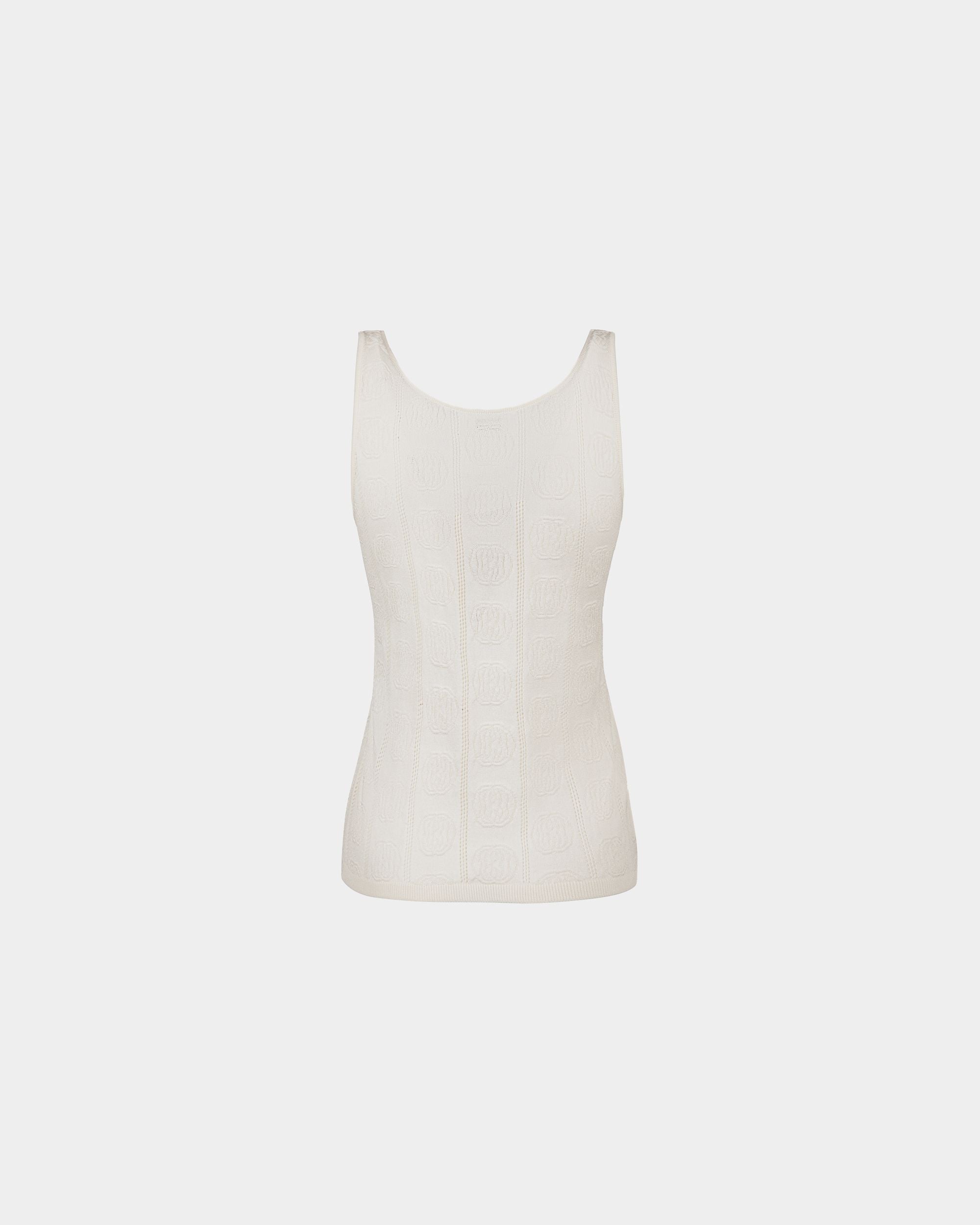 Camiseta De Tirantes De Seda Y Algodón Blanco - Mujer - Bally - 03