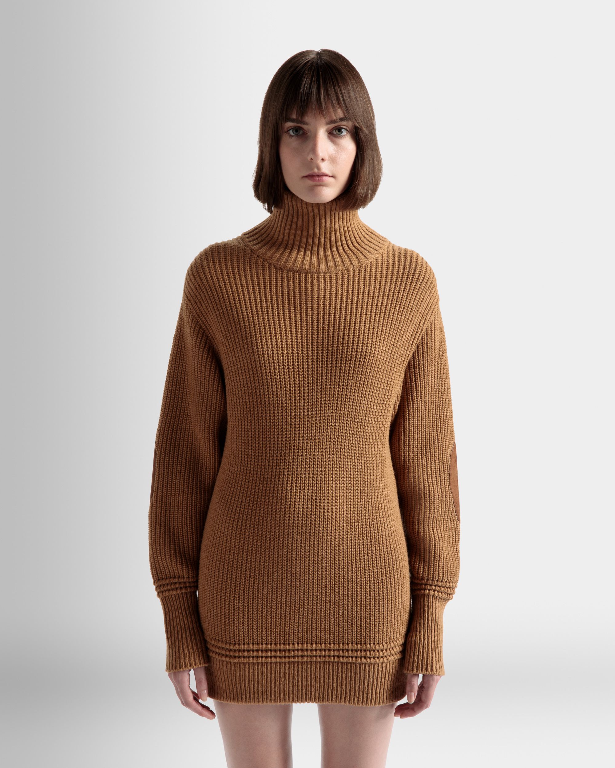 Roll Neck Dress In Brown Mixed Wool - Women's - Bally - 03
