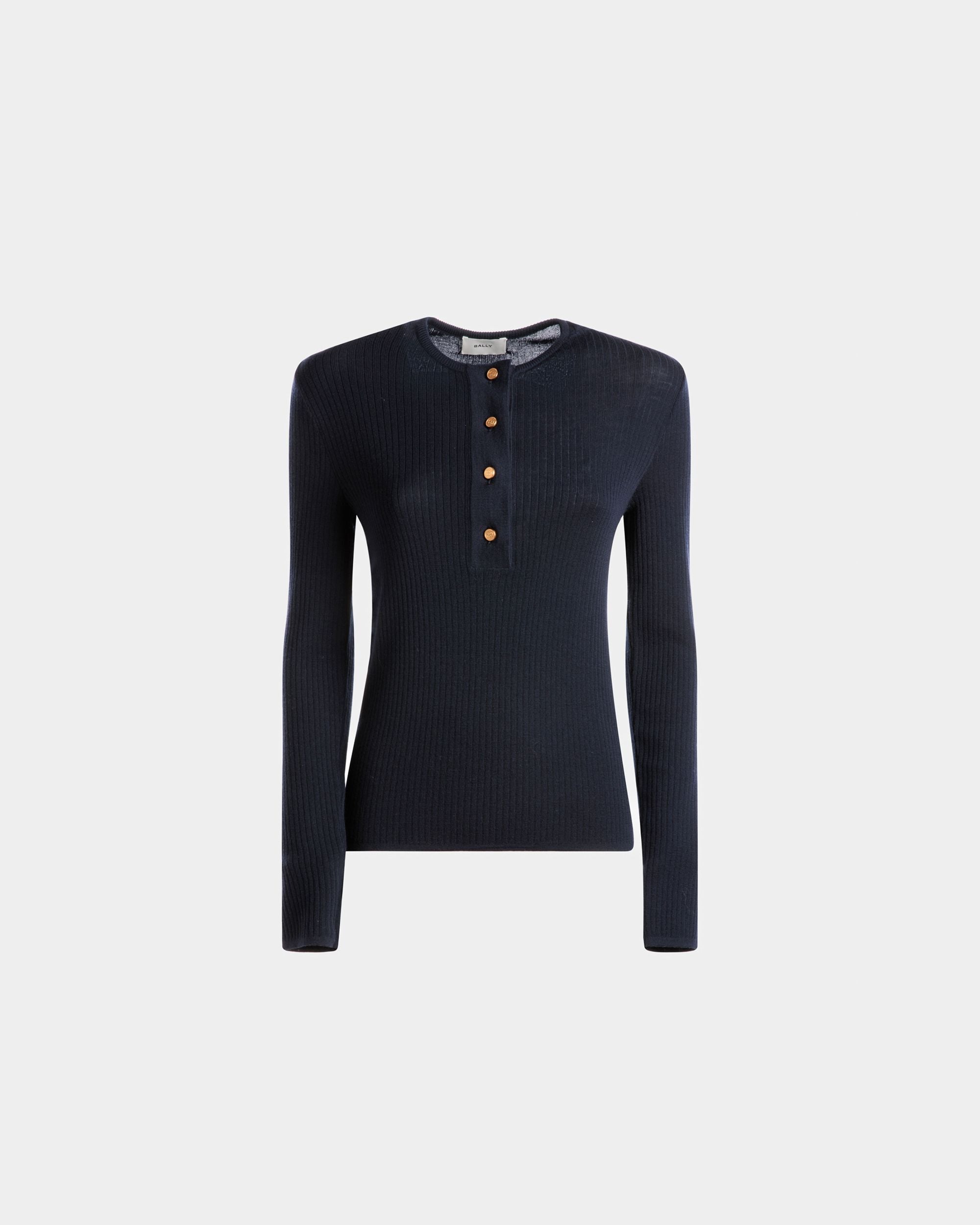 Camiseta Panadera De Punto De Lana Color Tinta - Mujer - Bally - 01