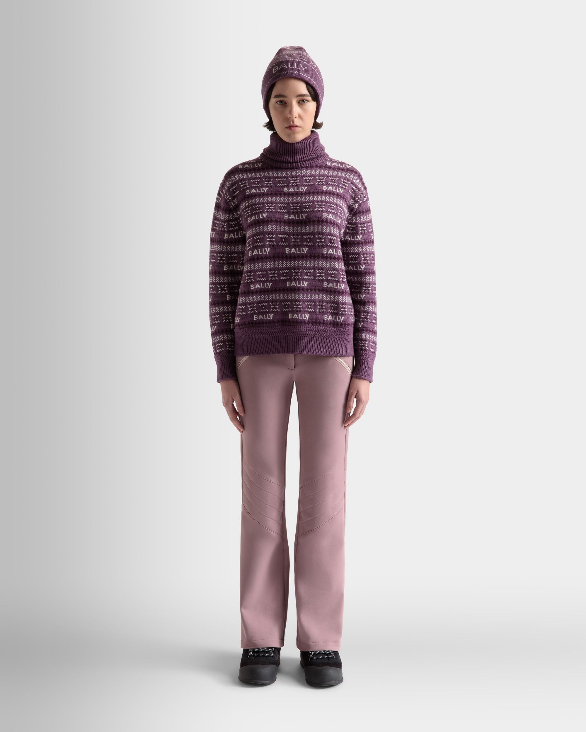Jersey De Lana Con Cuello Alto En Púrpura - Mujer - Bally - 02