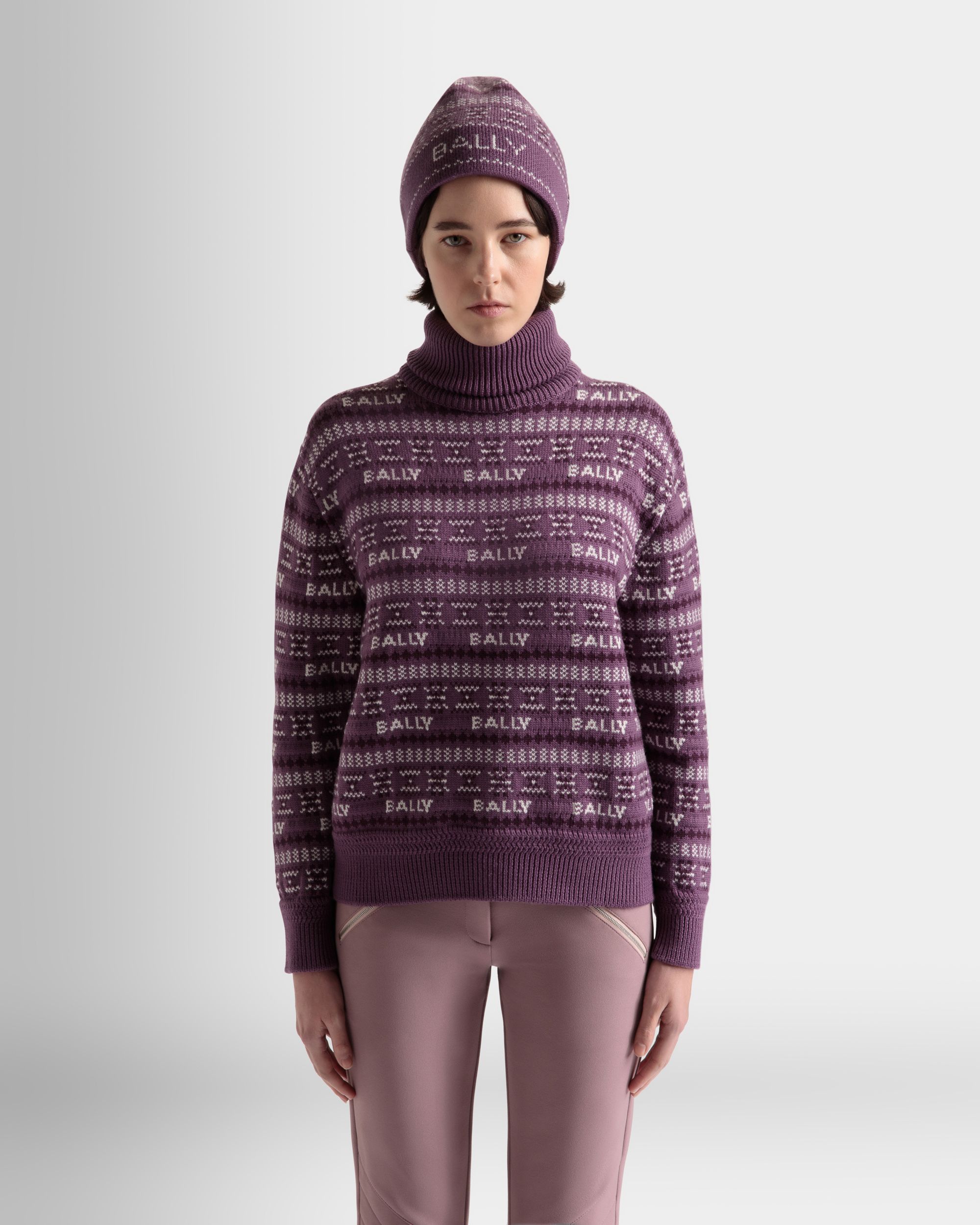 Jersey De Lana Con Cuello Alto En Púrpura - Mujer - Bally - 03