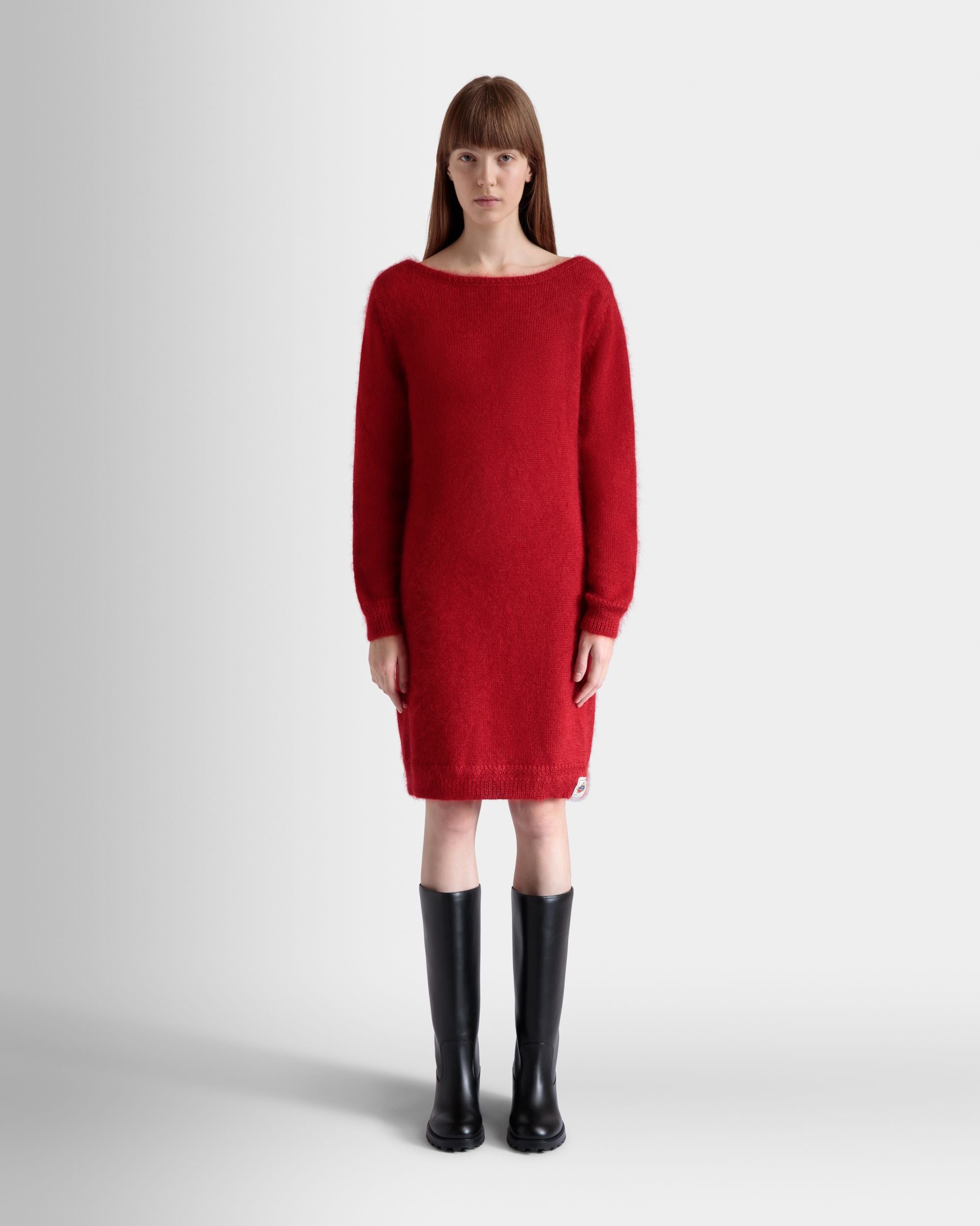 Vestido Corto De Mohair Y Seda Candy Red - Mujer - Bally - 02