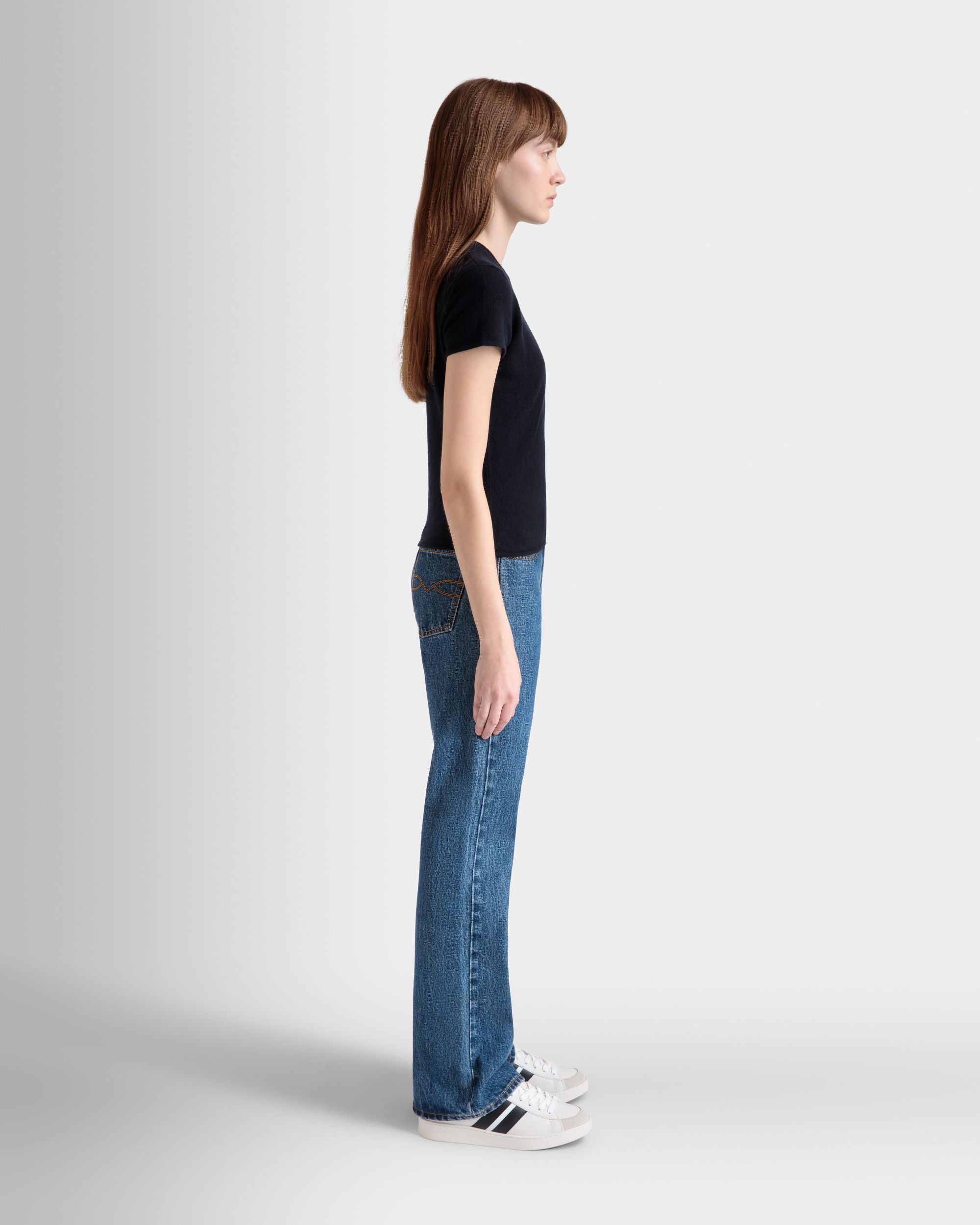 Top De Punto De Cachemira Navy Blue - Mujer - Bally - 04