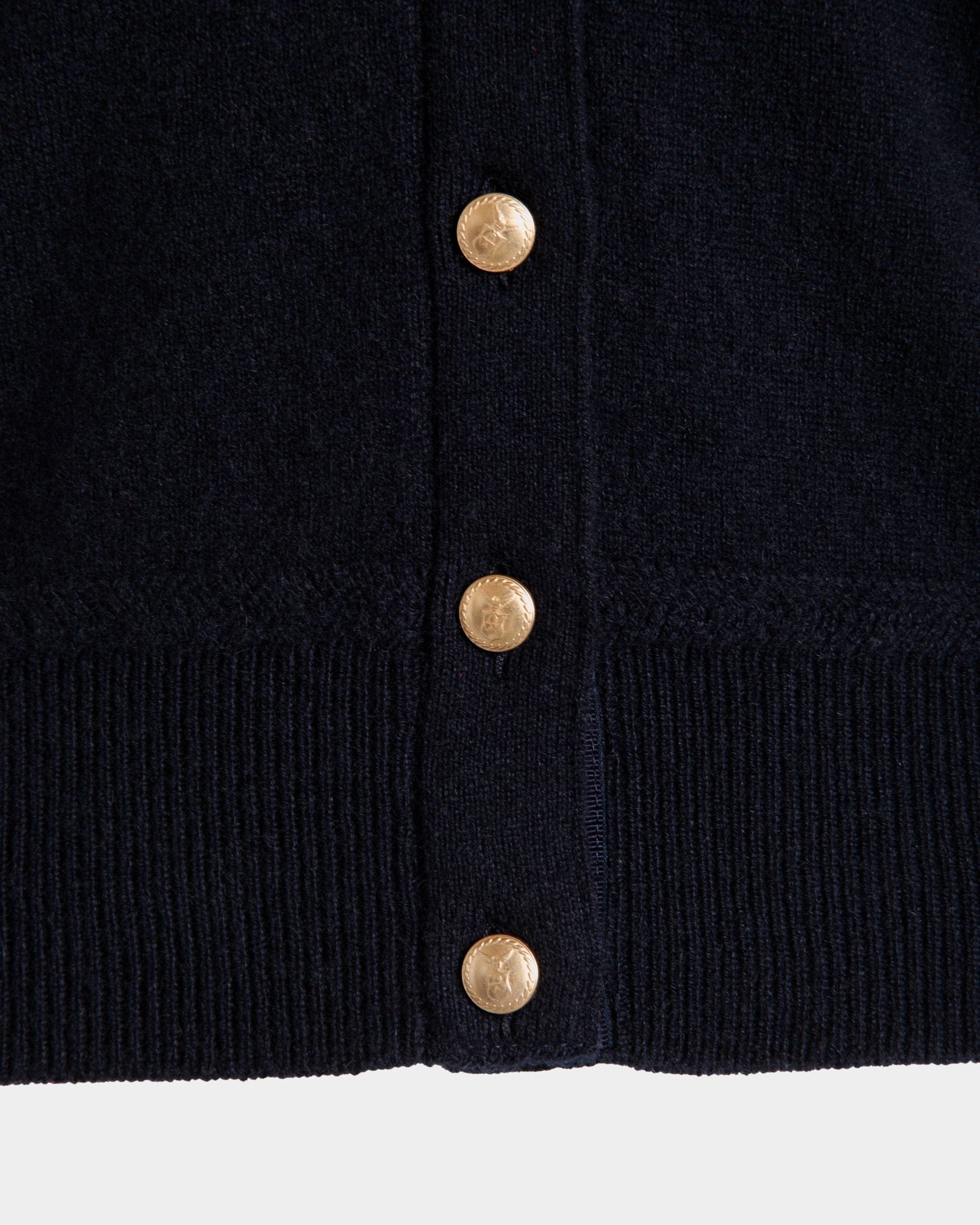 Cardigan In Navy Blue Cashmere - Women's - Bally - 05