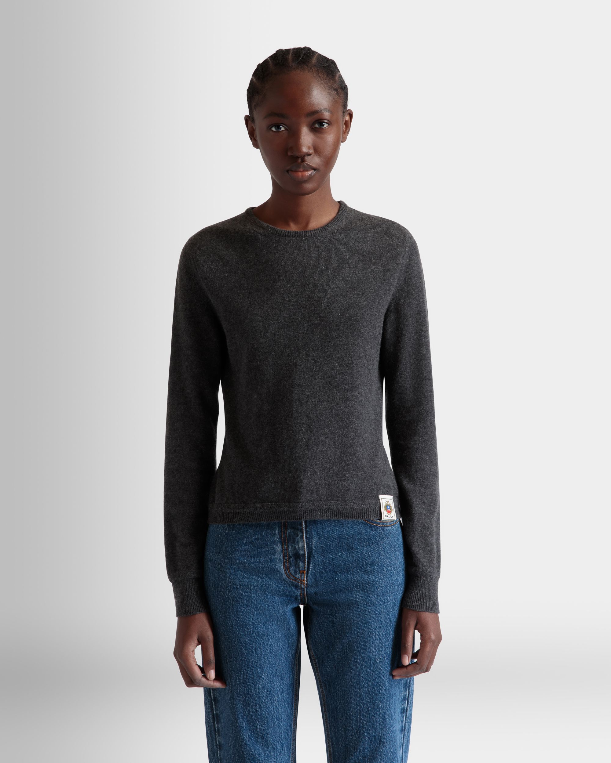Top De Punto Con Manga Larga De Cachemira Gris Oscuro - Mujer - Bally - 03