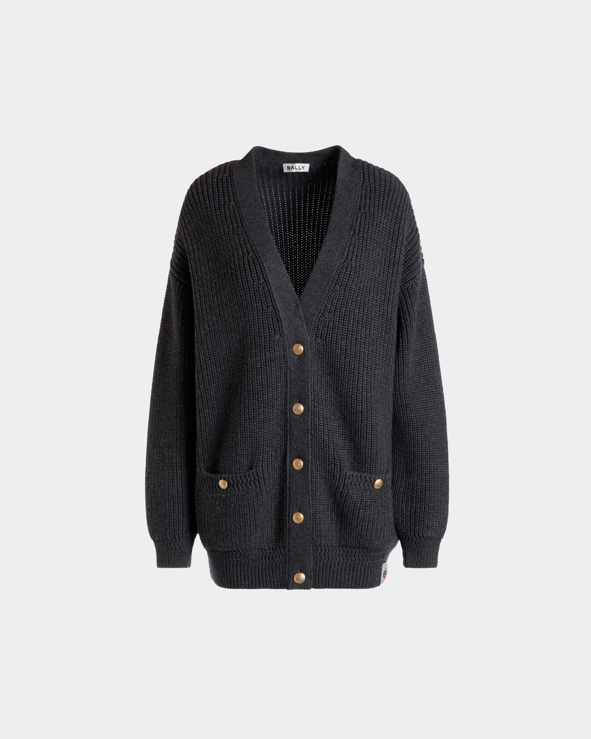 Cardigan In Dark Grey Wool - Women's - Bally - 01