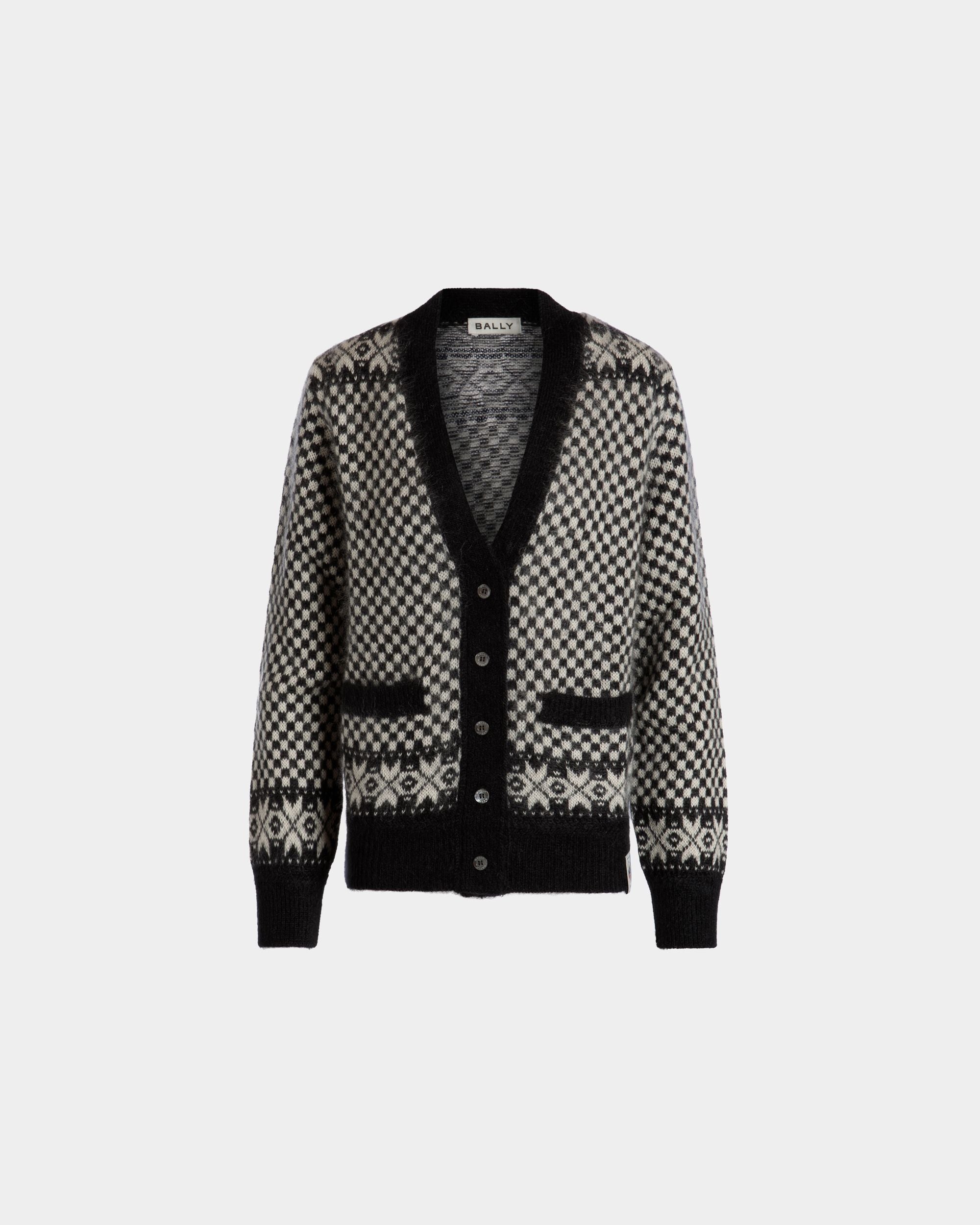 Cárdigan De Mohair Y Seda Blanco Y Negro - Mujer - Bally - 01