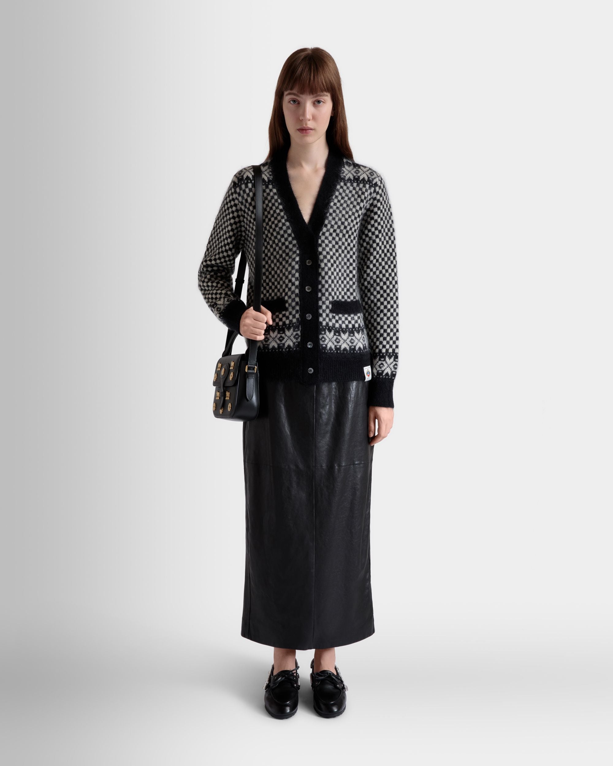 Cárdigan De Mohair Y Seda Blanco Y Negro - Mujer - Bally - 02