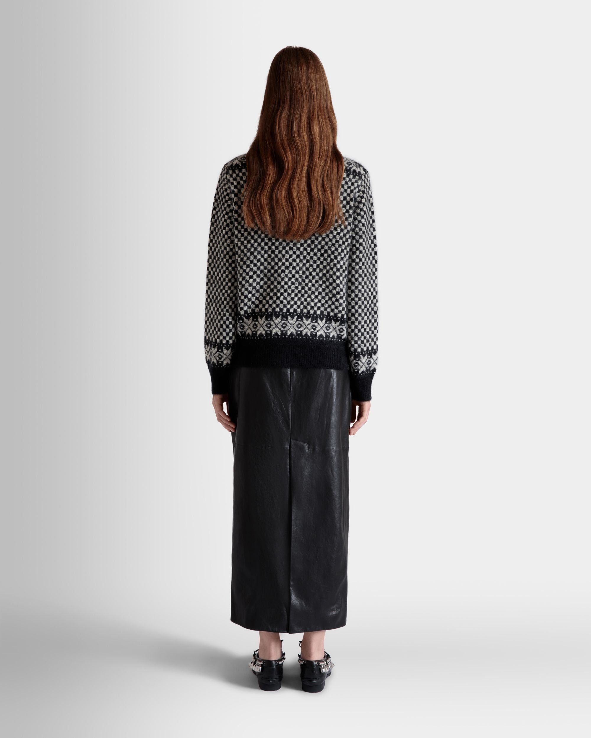 Cárdigan De Mohair Y Seda Blanco Y Negro - Mujer - Bally - 06