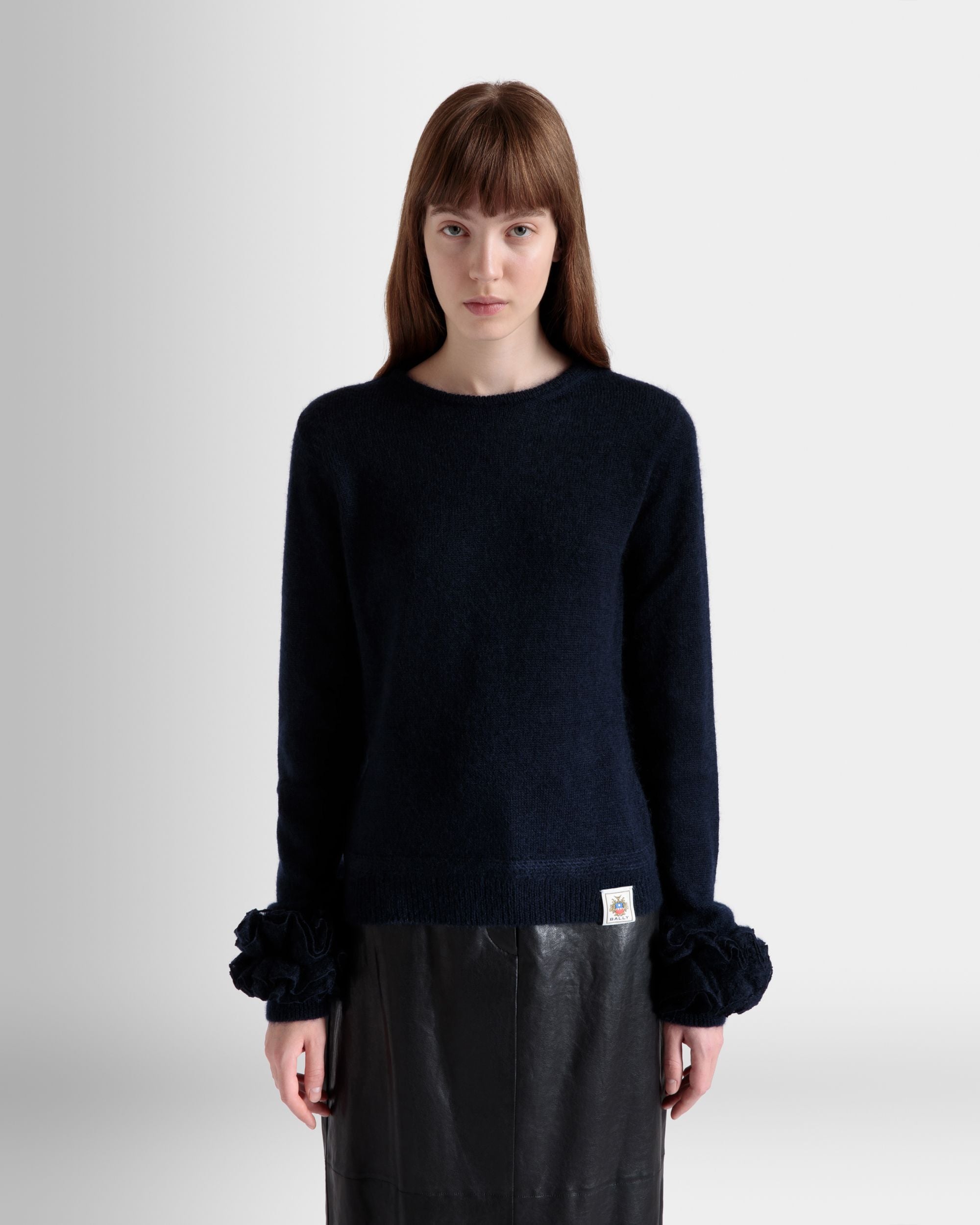 Top De Punto De Mohair Y Seda Navy Blue - Mujer - Bally - 03