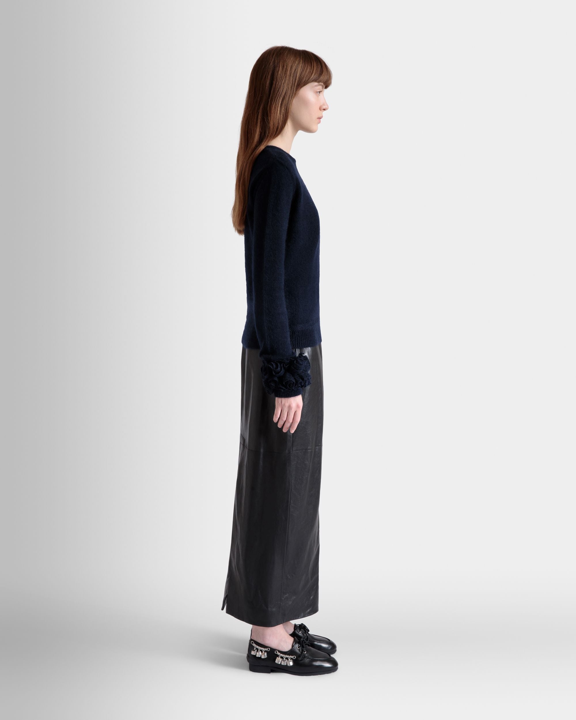 Top De Punto De Mohair Y Seda Navy Blue - Mujer - Bally - 05