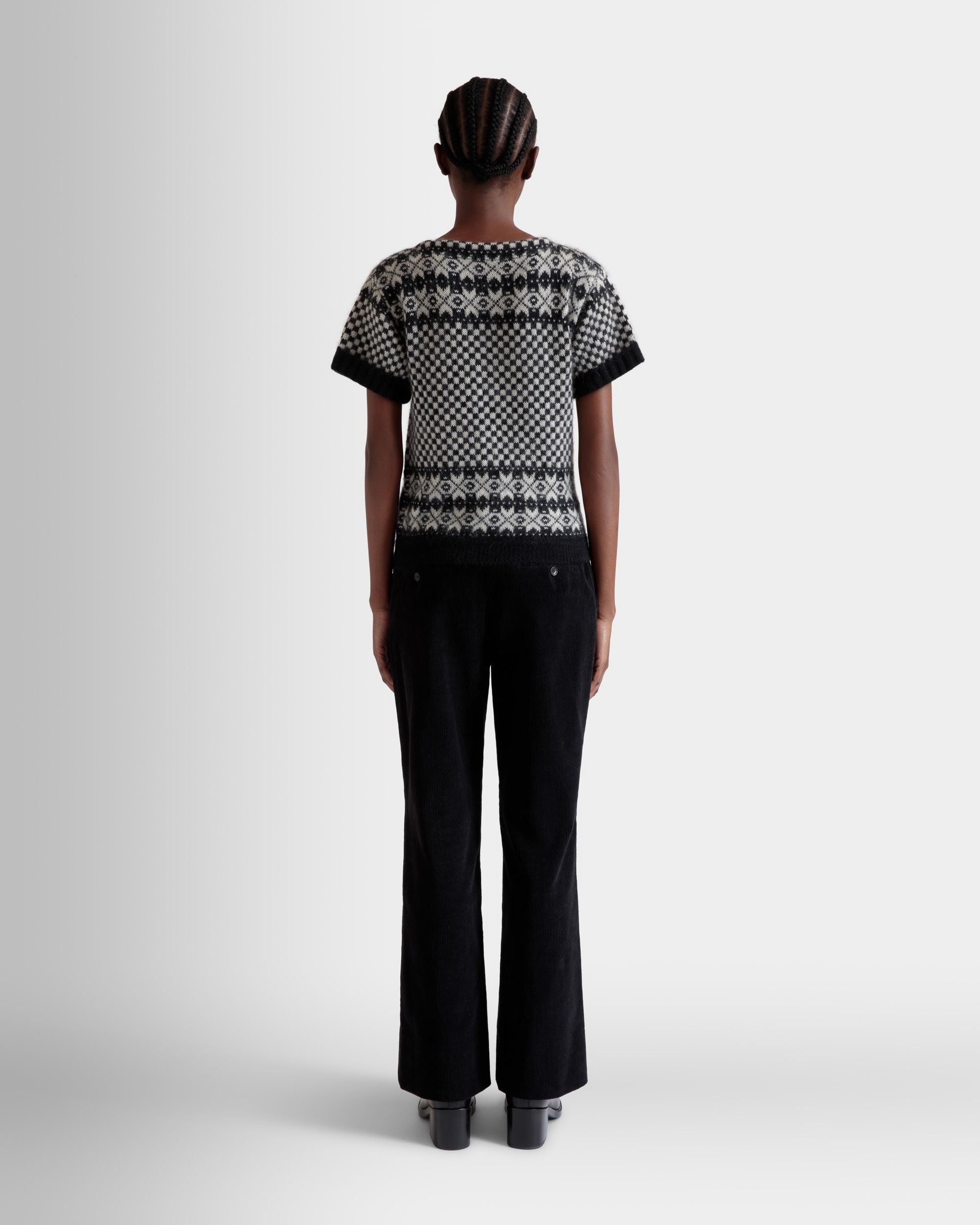 Knit Top In Black And White Mohair And Silk - Women's - Bally - 06