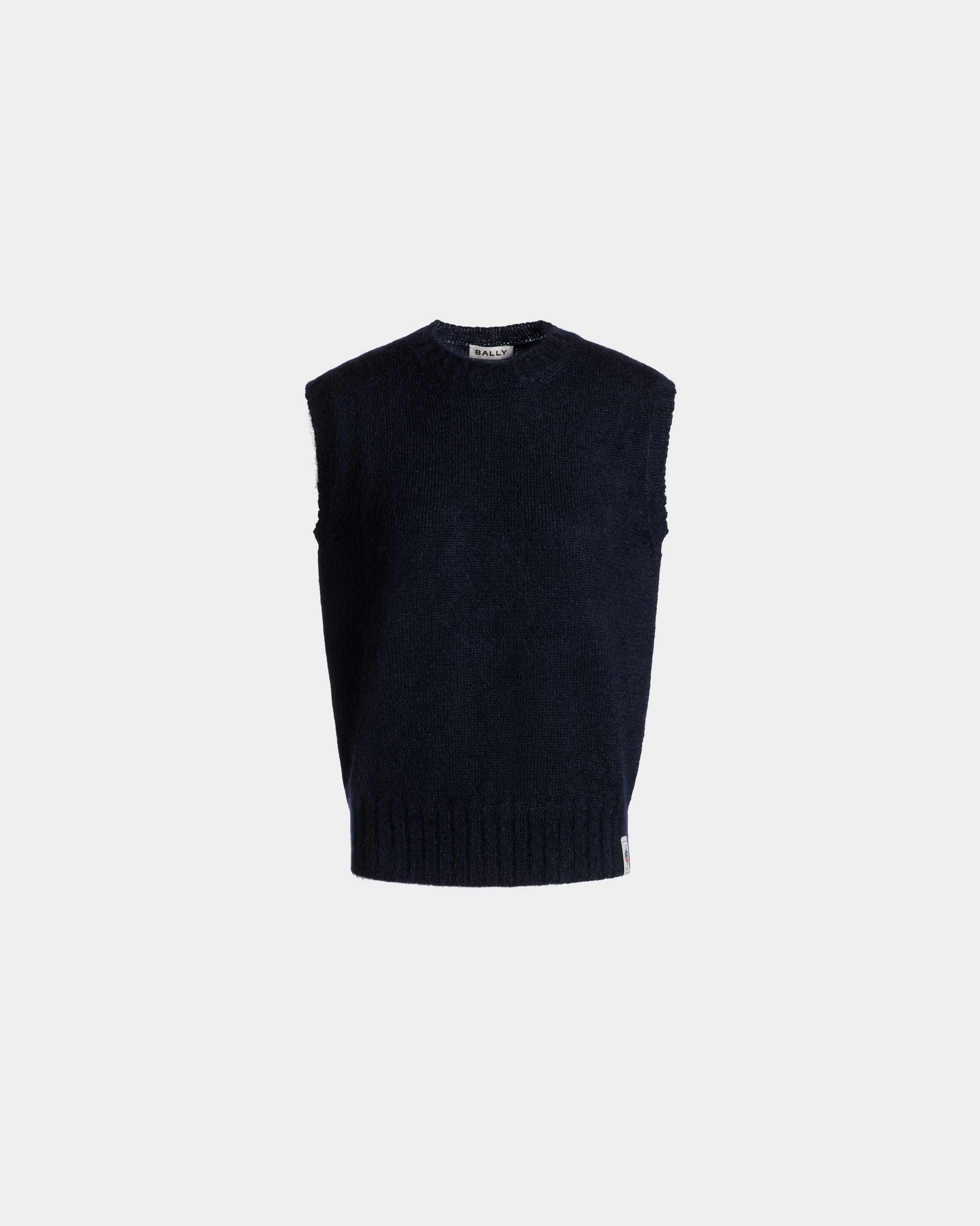 Chaleco De Punto De Mohair Y Seda Navy Blue - Mujer - Bally - 01