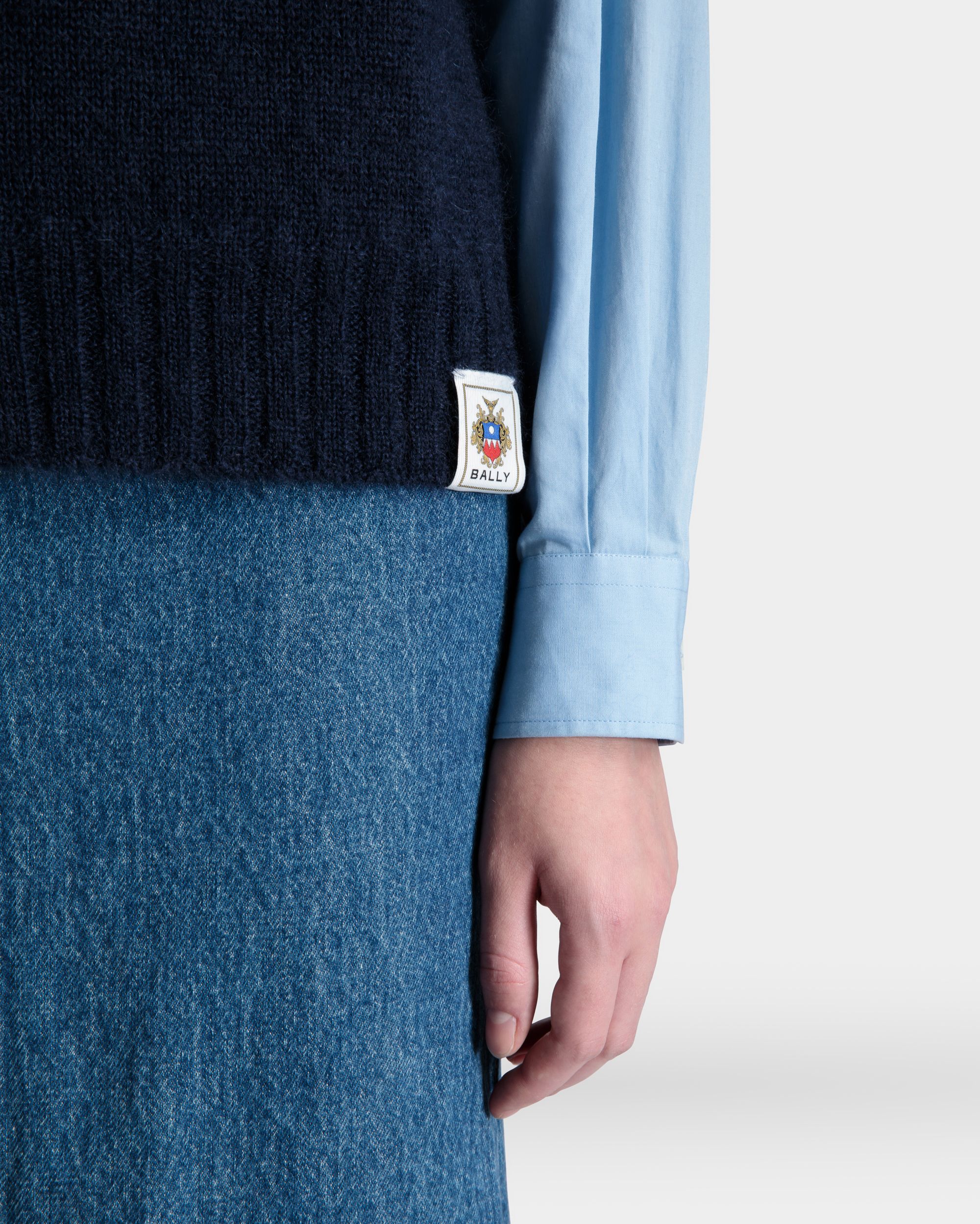 Chaleco De Punto De Mohair Y Seda Navy Blue - Mujer - Bally - 08