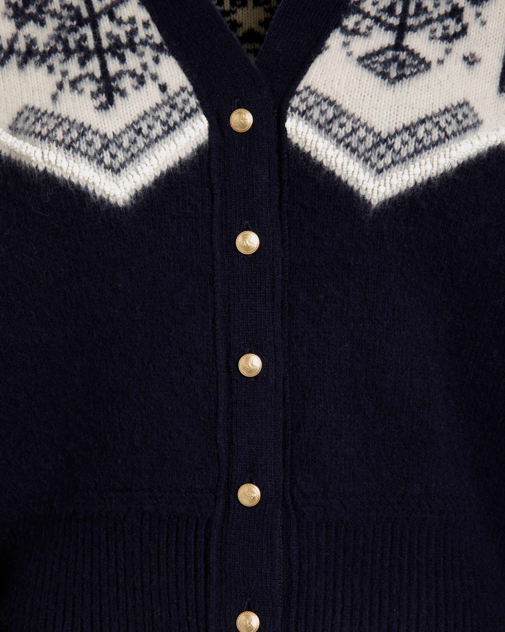 Cárdigan De La Cápsula Winter De Lana Navy Blue Con Heritage Flower - Mujer - Bally - 04