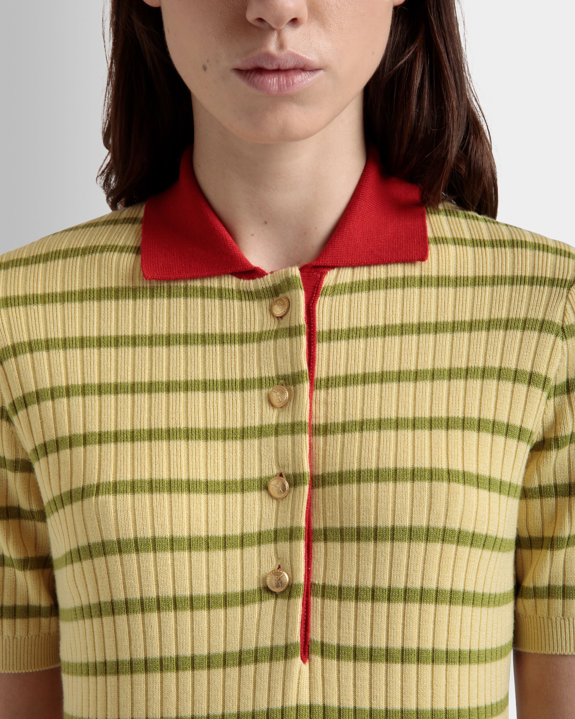 Polo De Punto De Mezcla De Lana Dusty Yellow - Mujer - Bally - 03