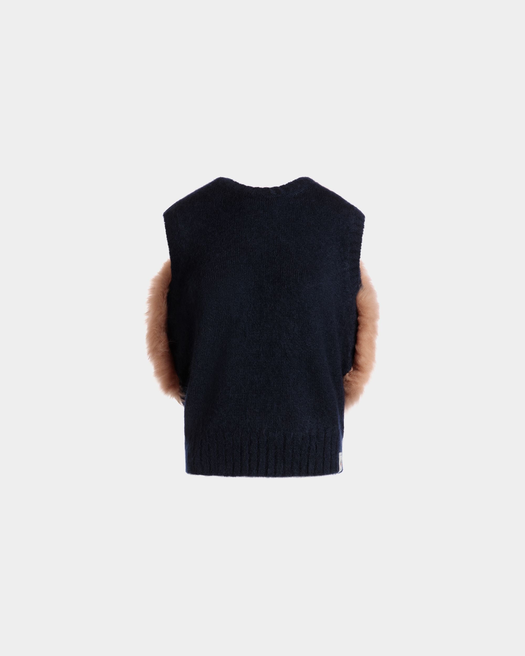 Chaleco De Punto De Mohair Y Seda Navy Blue Y Praline Beige - Mujer - Bally - 01
