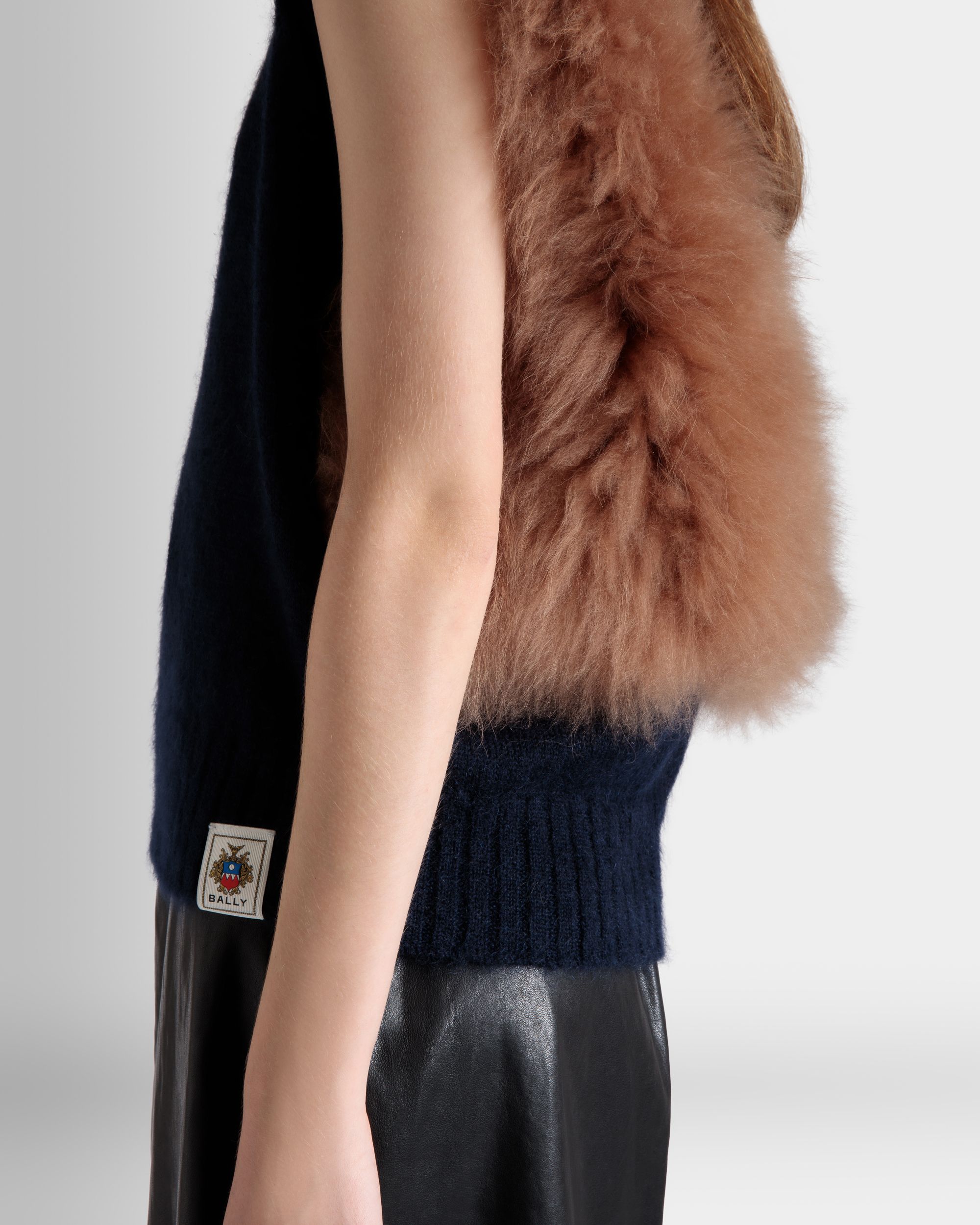 Chaleco De Punto De Mohair Y Seda Navy Blue Y Praline Beige - Mujer - Bally - 08