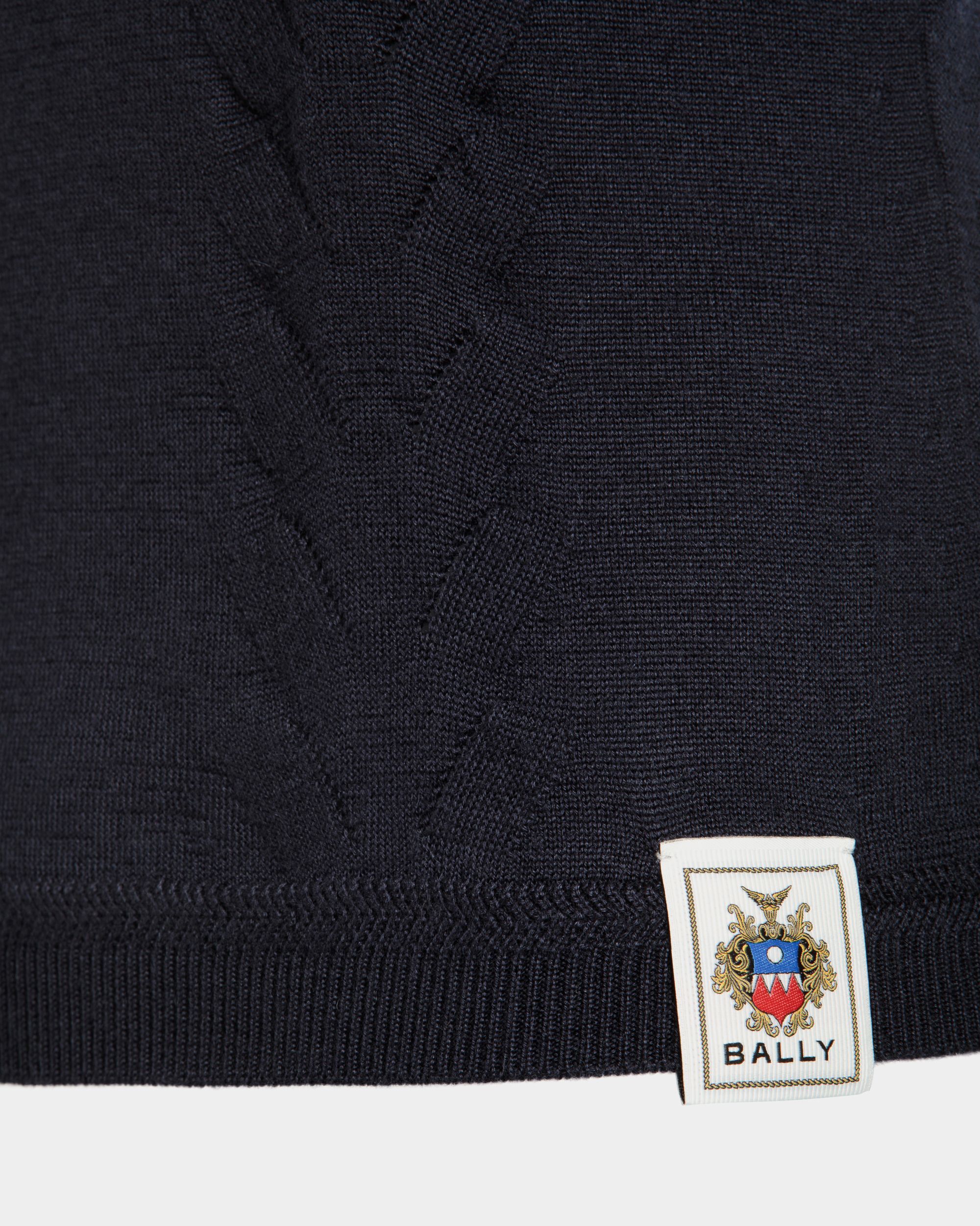 Camiseta De Manga Larga De Cachemira Y Seda Navy Blue - Mujer - Bally - 04