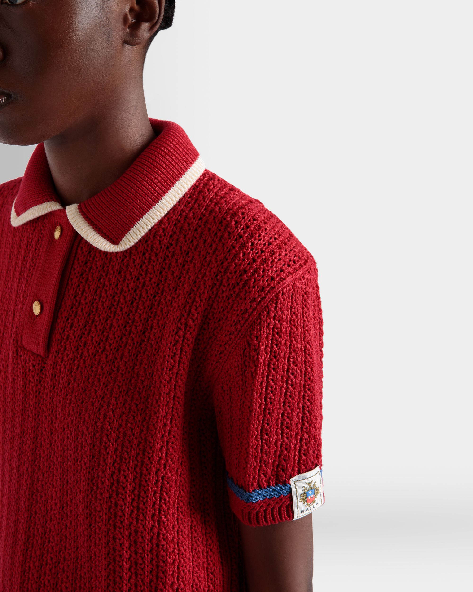Polo De Punto De Algodón Rojo - Mujer - Bally - 03