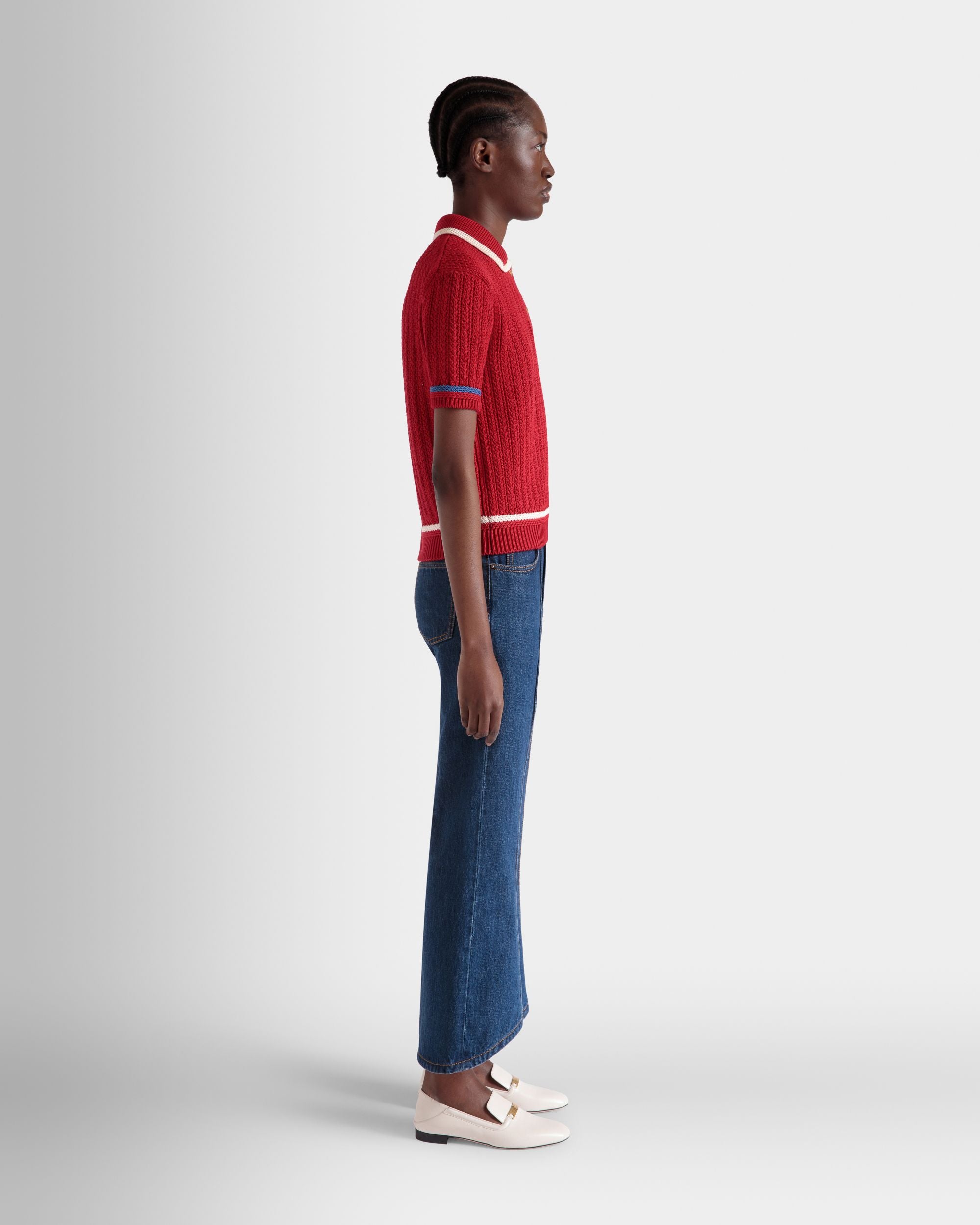 Knit Polo in Red Cotton - Mujer - Bally - 02