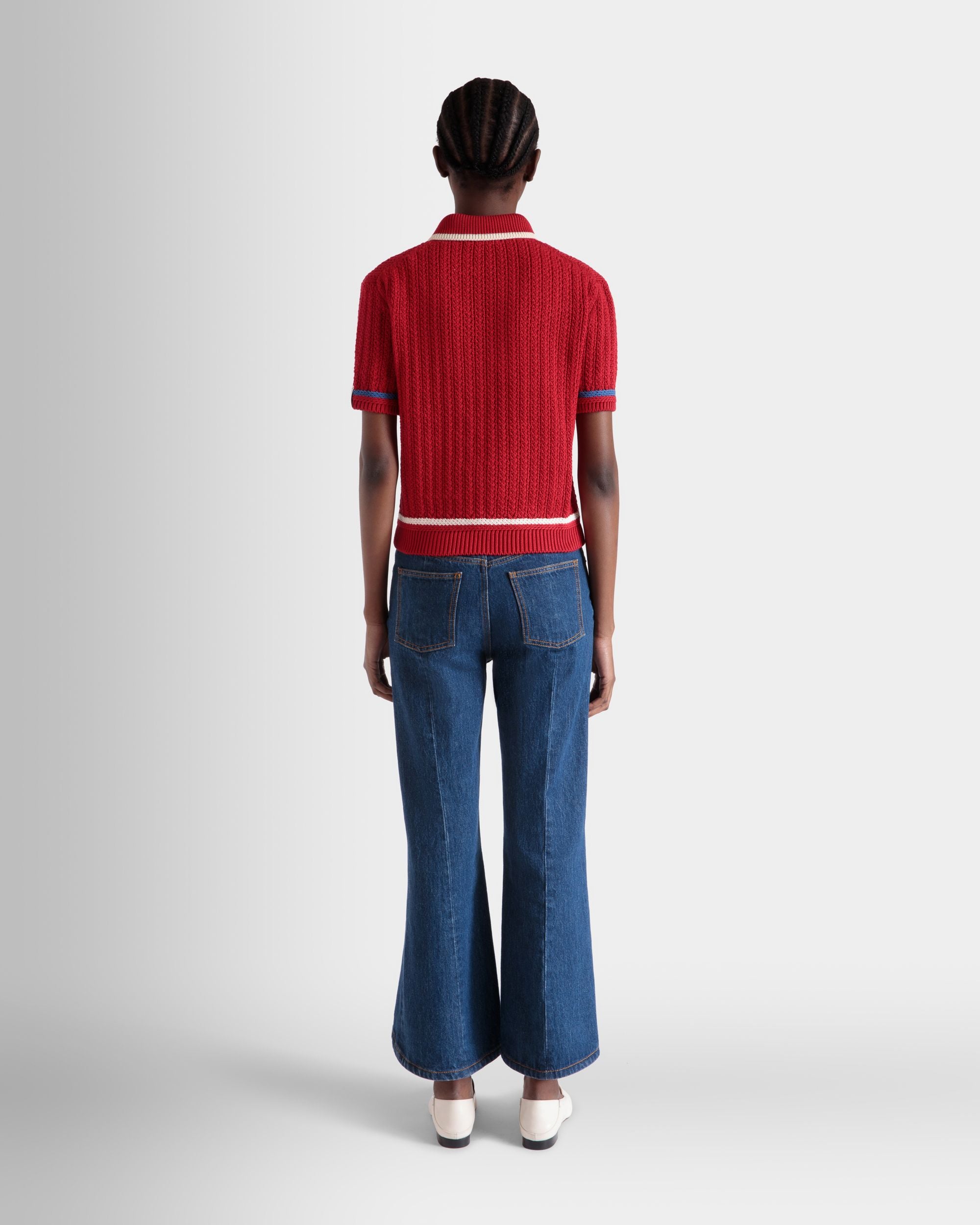 Polo De Punto De Algodón Rojo - Mujer - Bally - 06