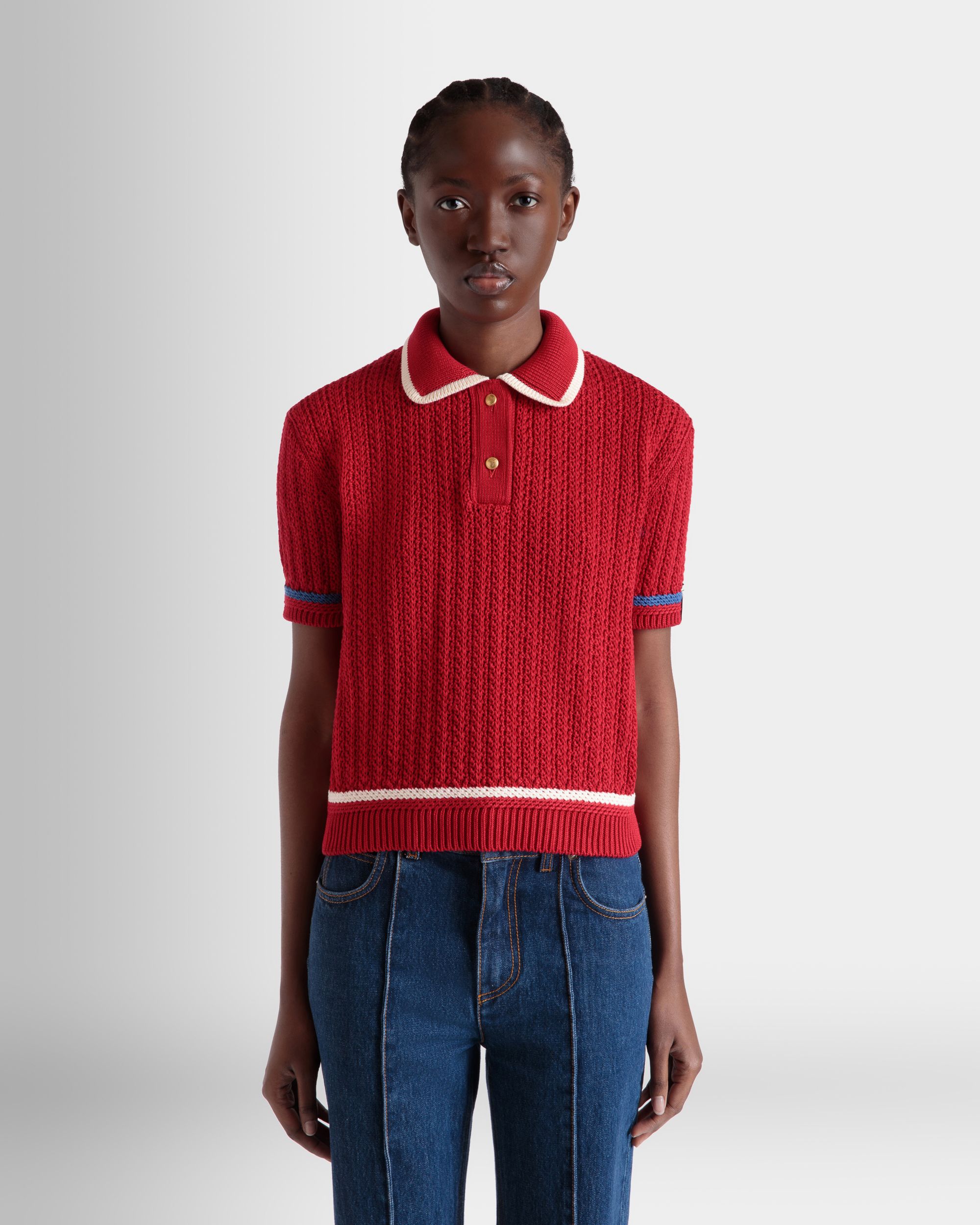 Polo De Punto De Algodón Rojo - Mujer - Bally - 08