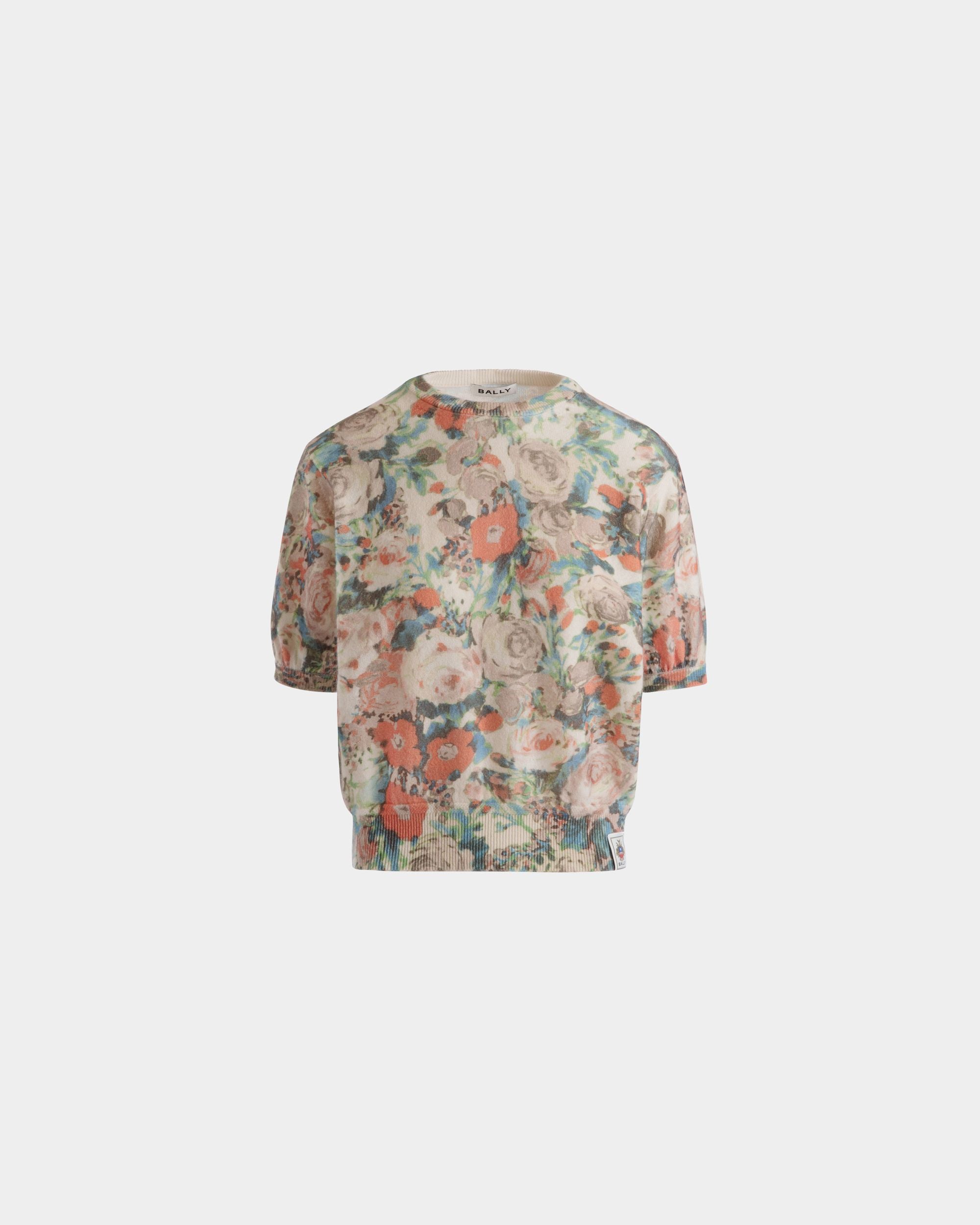 Top De Punto De Cachemira Multicolor Con Estampado Rosengarten - Mujer - Bally - 01