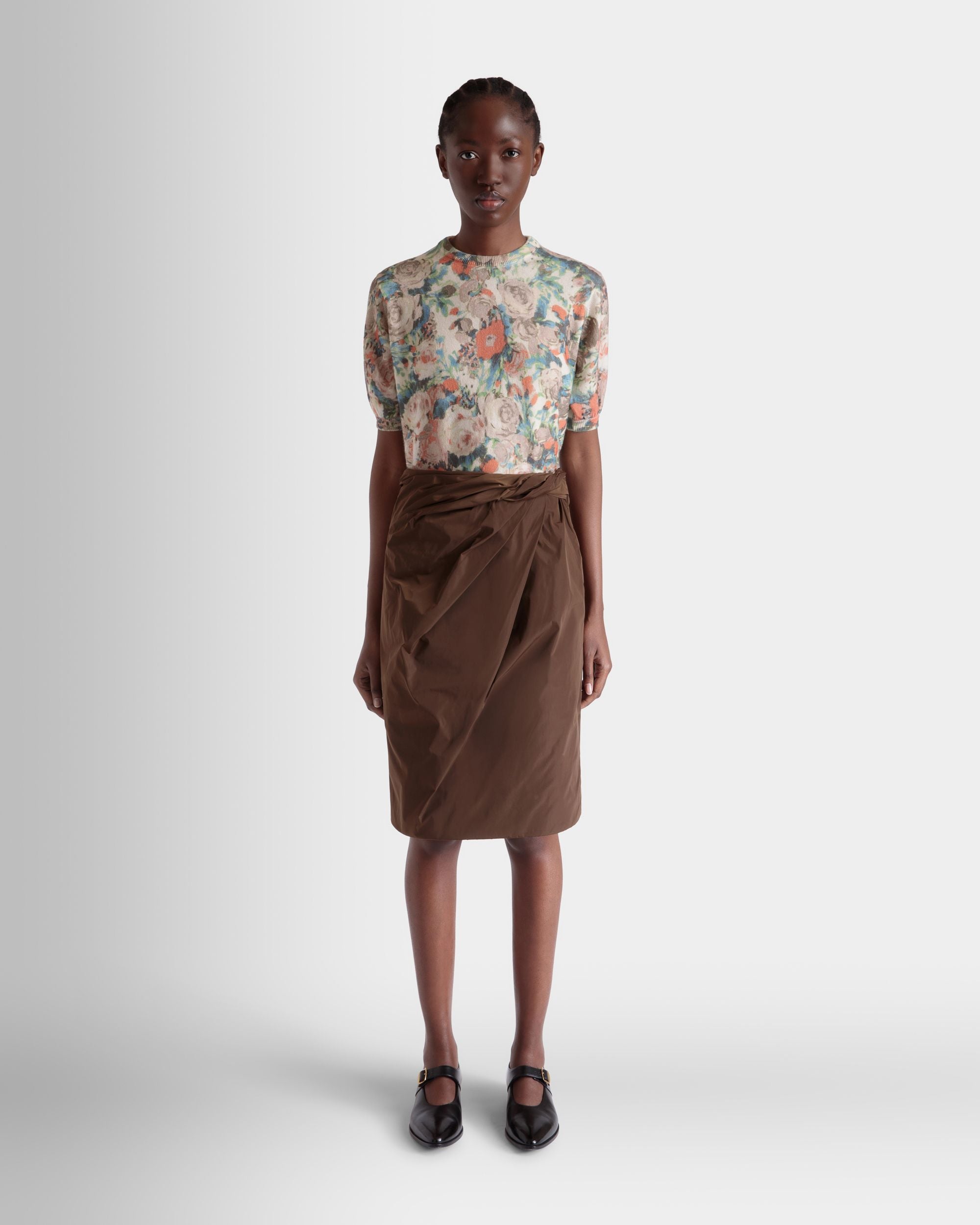 Top De Punto De Cachemira Multicolor Con Estampado Rosengarten - Mujer - Bally - 02