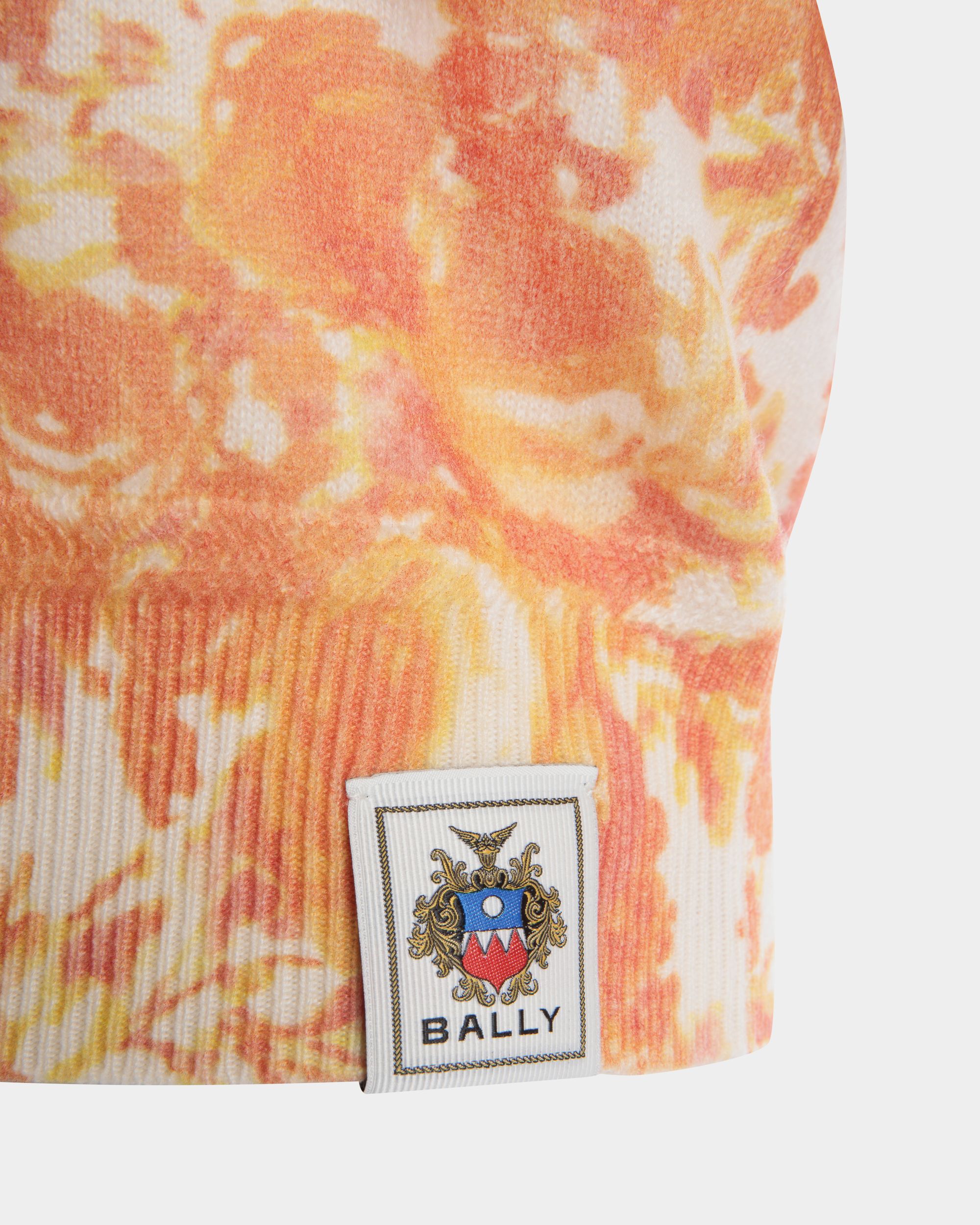 Cardigan with a Rosengarten Print in Koi Orange Cashmere - Women's - Bally - 04