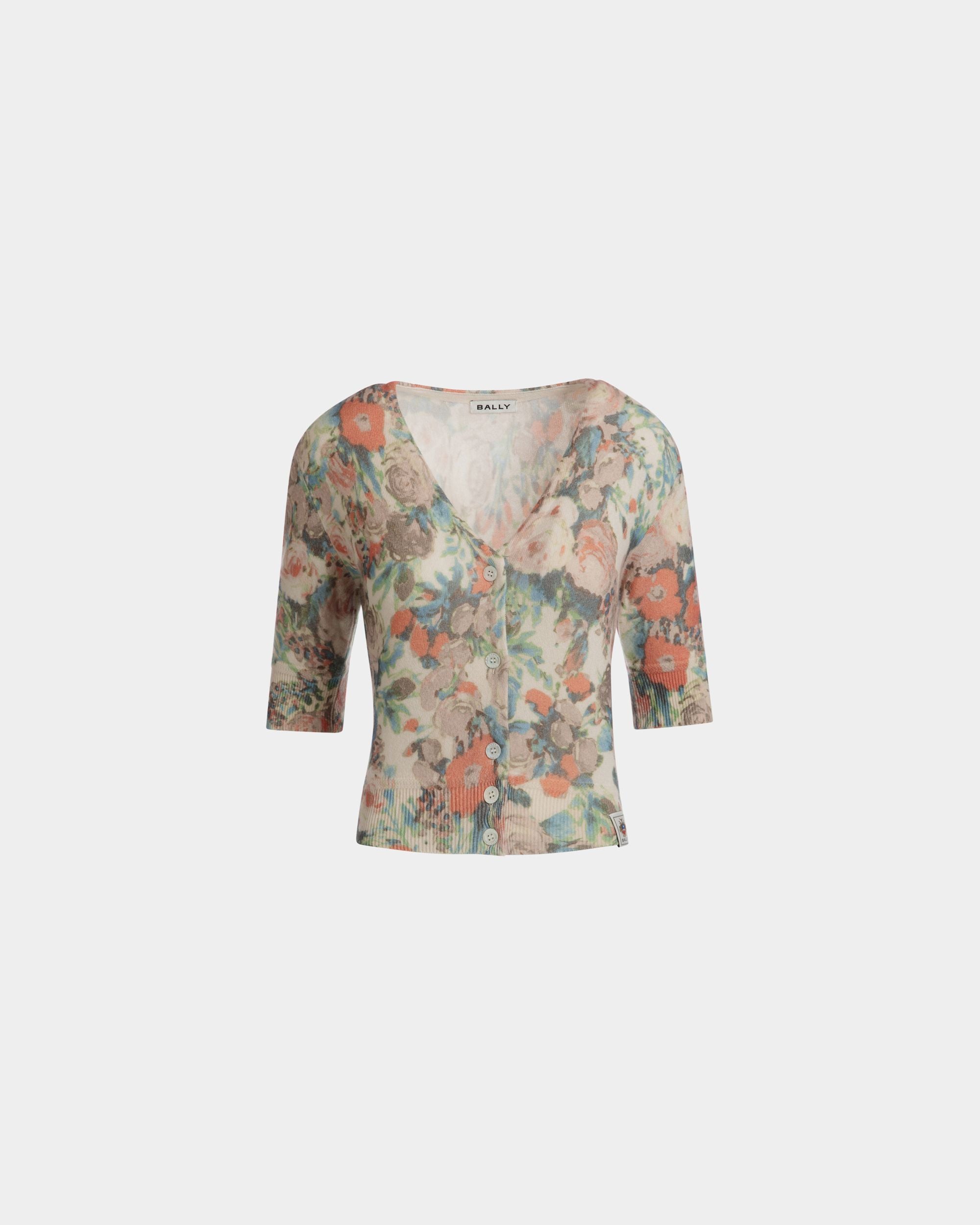 Cárdigan De Cachemira Multicolor Con Estampado Rosengarten - Mujer - Bally - 01