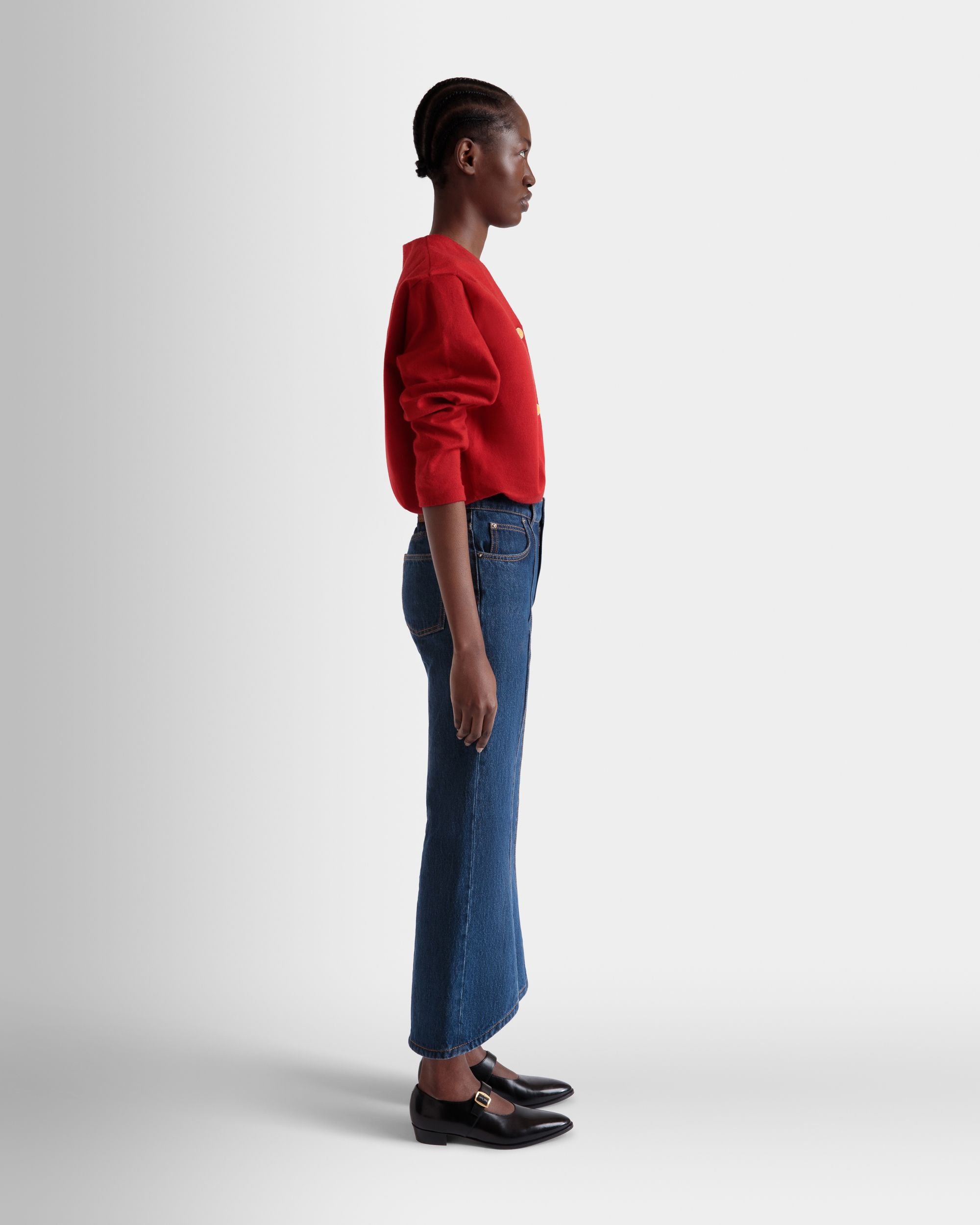 Cardigan in a Red Wool And Silk Blend - Women's - Bally - 05