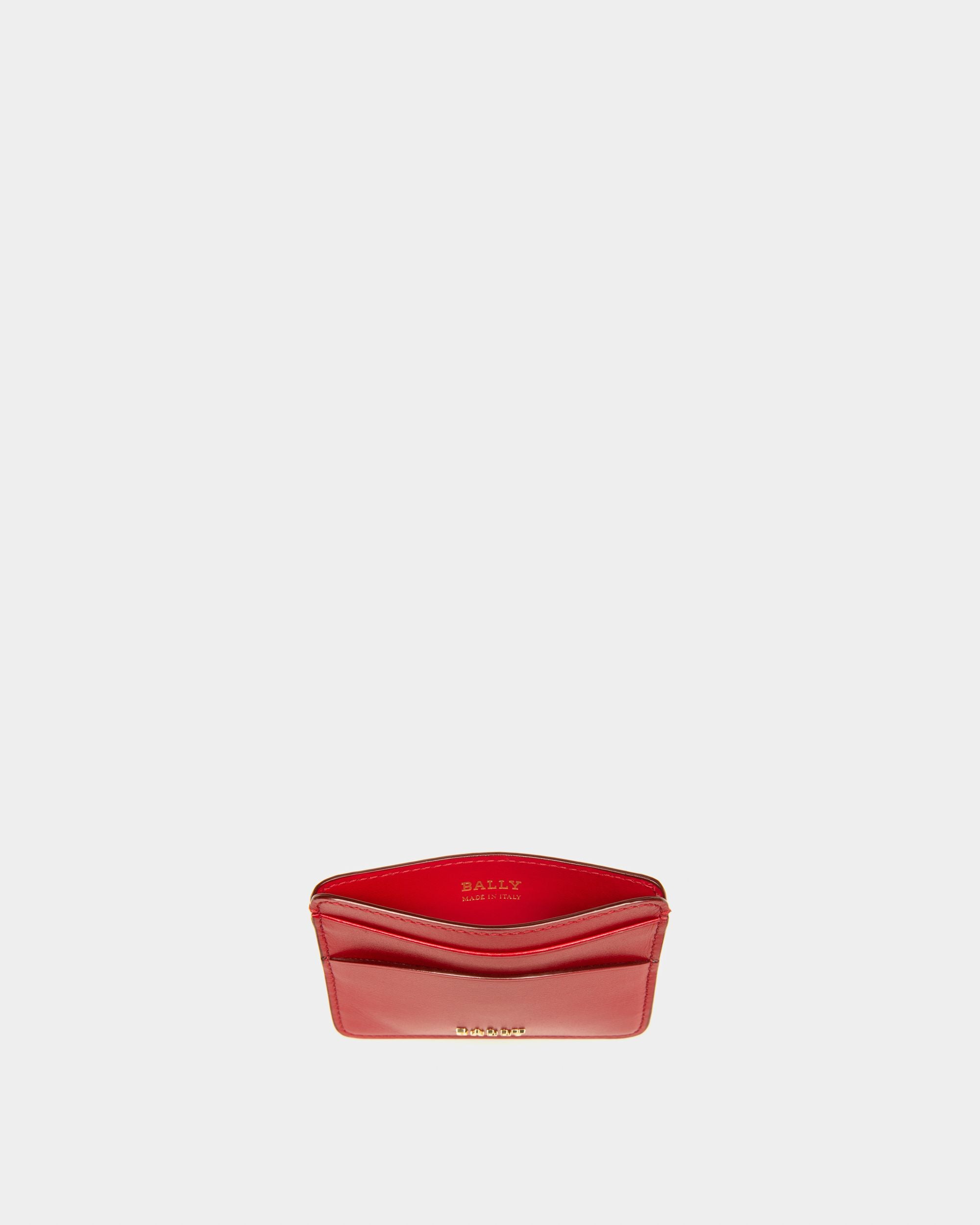 Lexye Leather Card Holder In Red - Women's - Bally - 03