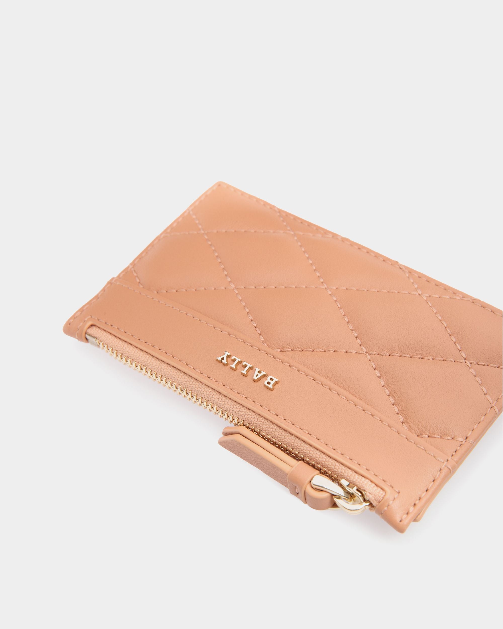 Business Card Holder In Orange Leather - Women's - Bally - 04
