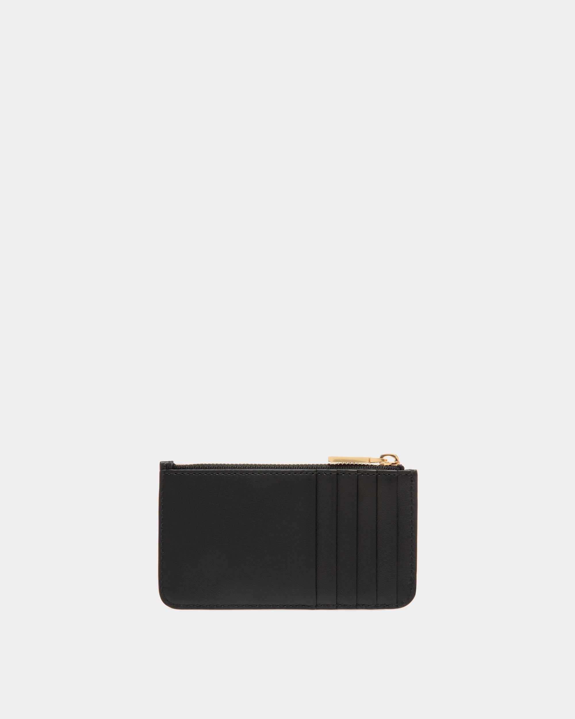 Code Zipped Card Holder in Black Leather - Women's - Bally - 02