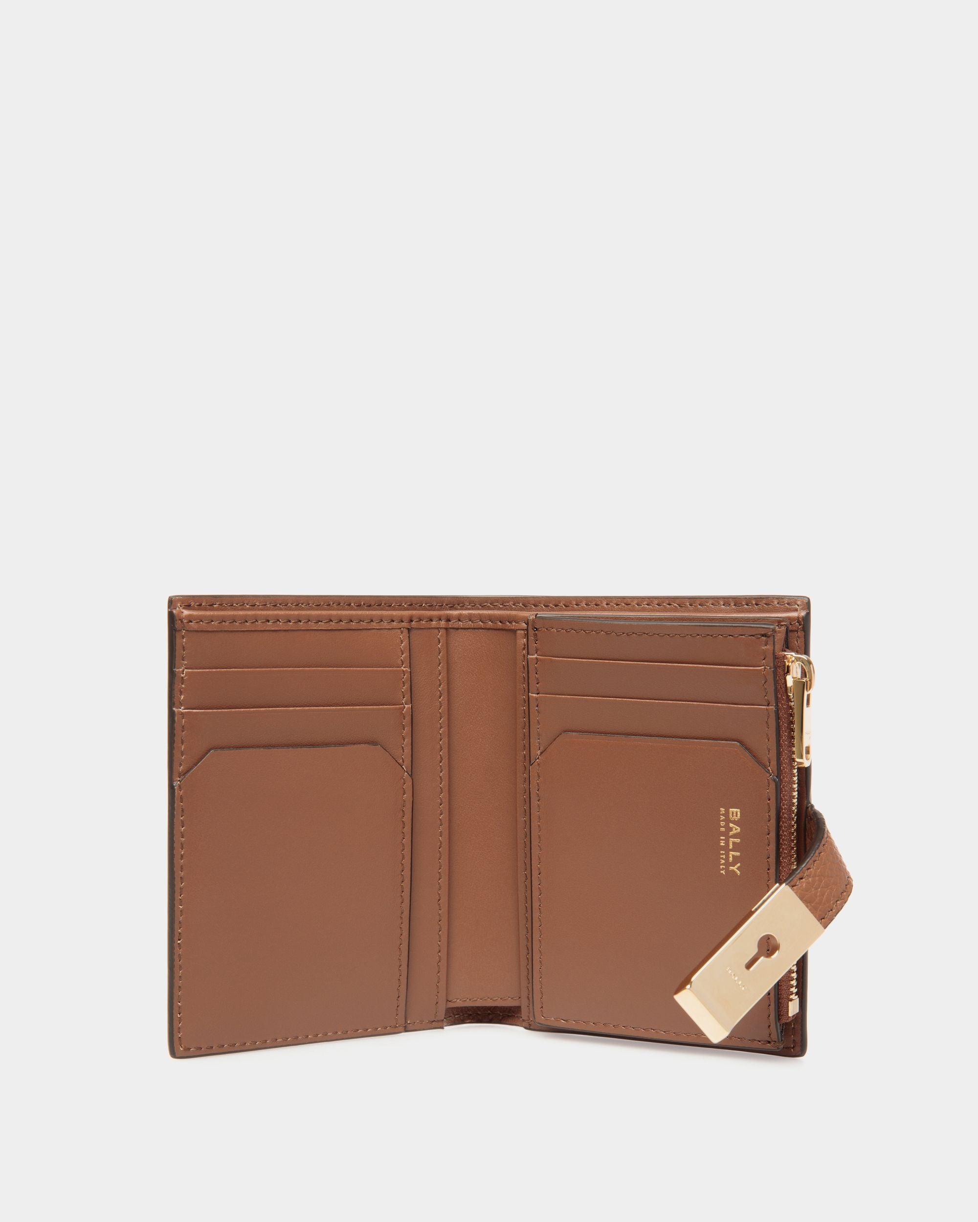 Lock Me Wallet in Brown Grained Leather - Mujer - Bally - 03