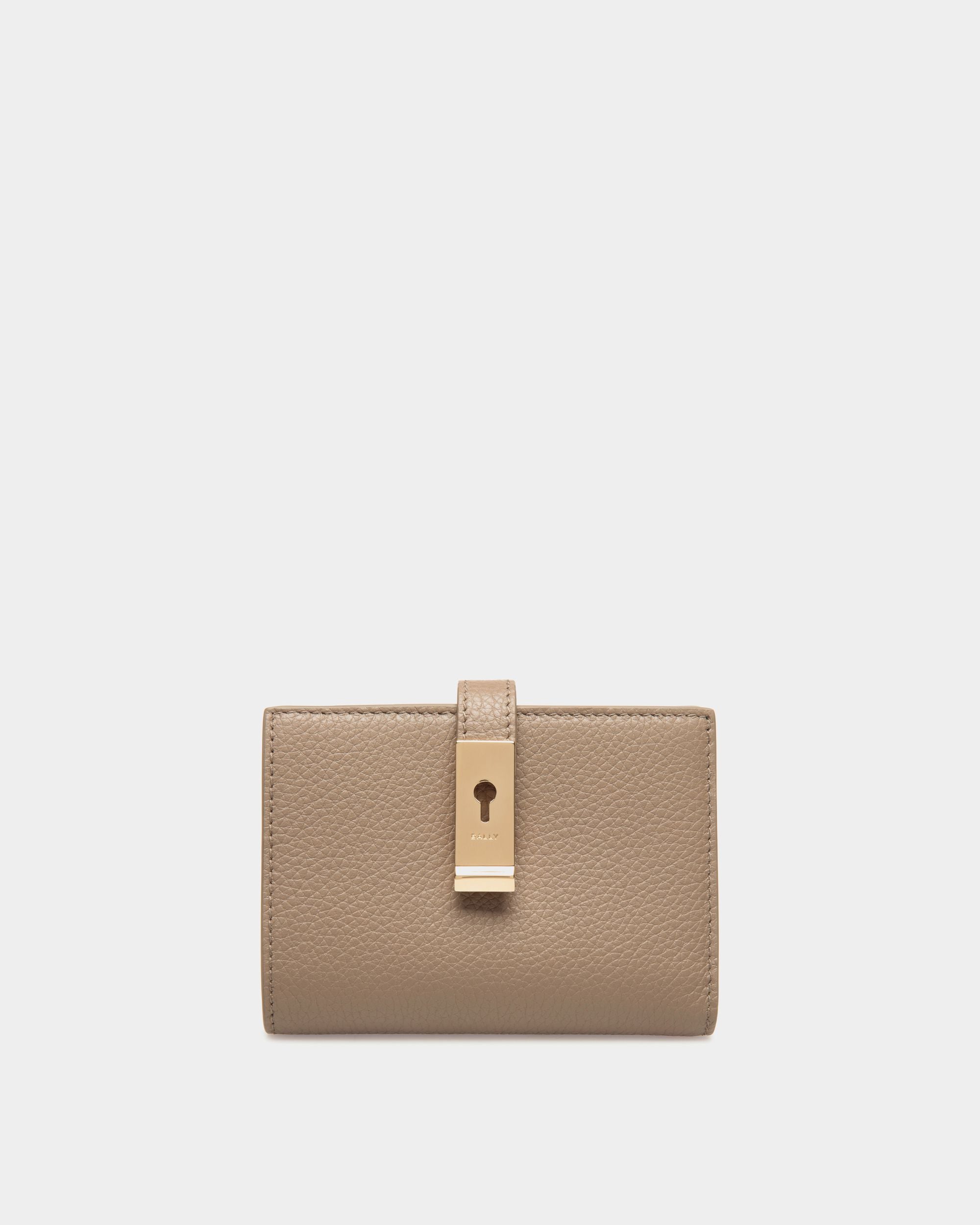 Cartera Lock Me De Piel Granulada Topo - Mujer - Bally - 01