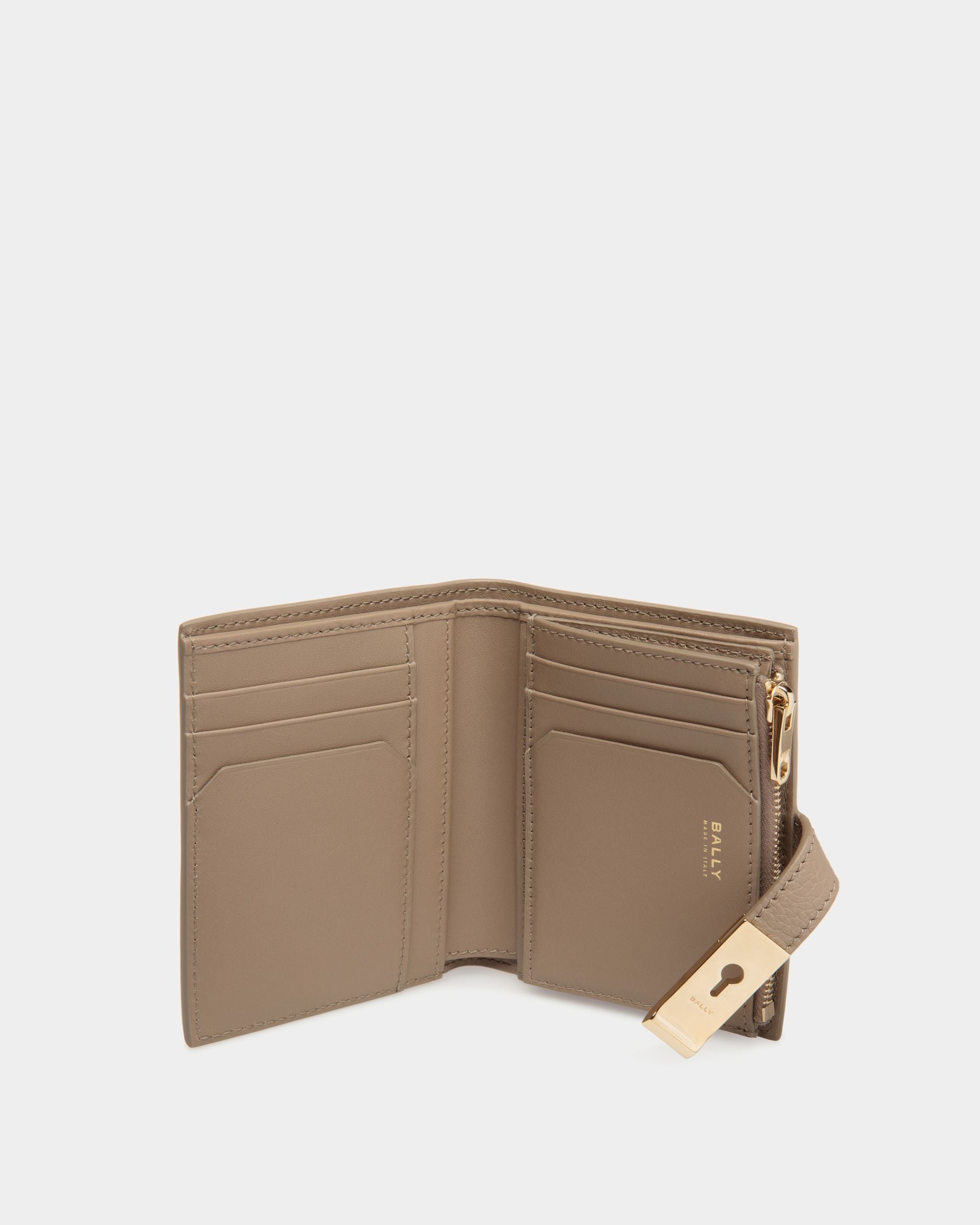 Cartera Lock Me De Piel Granulada Topo - Mujer - Bally - 03